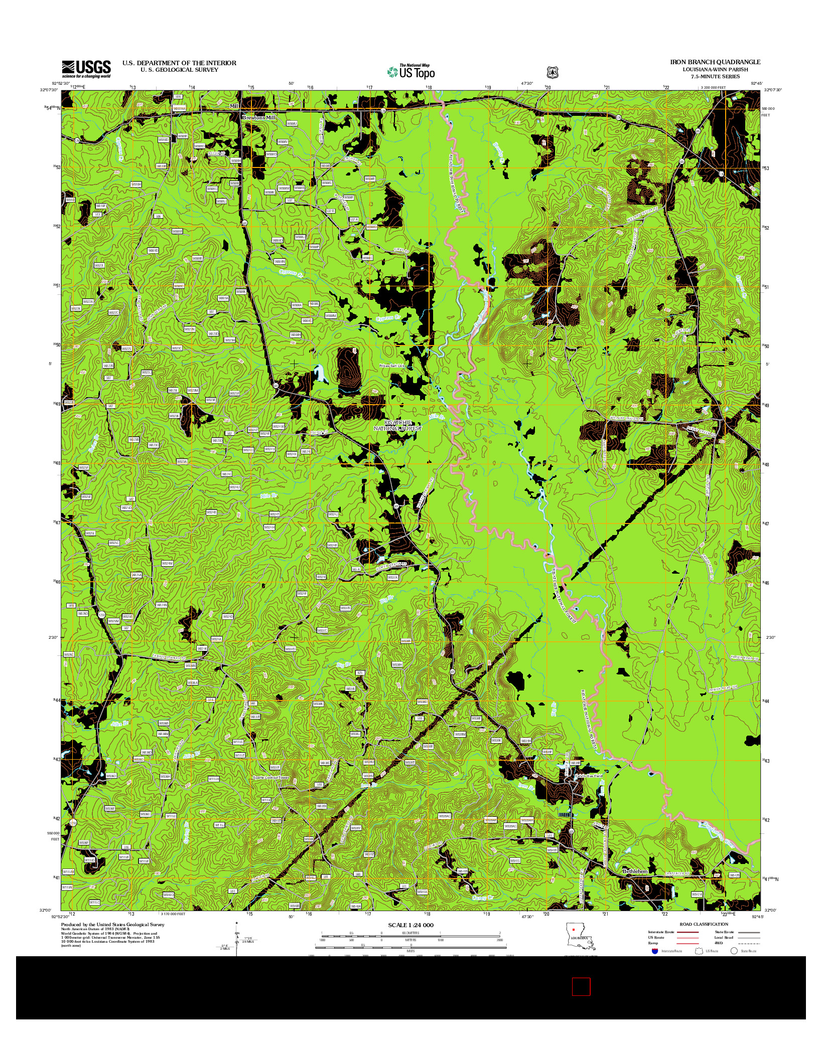 USGS US TOPO 7.5-MINUTE MAP FOR IRON BRANCH, LA 2012