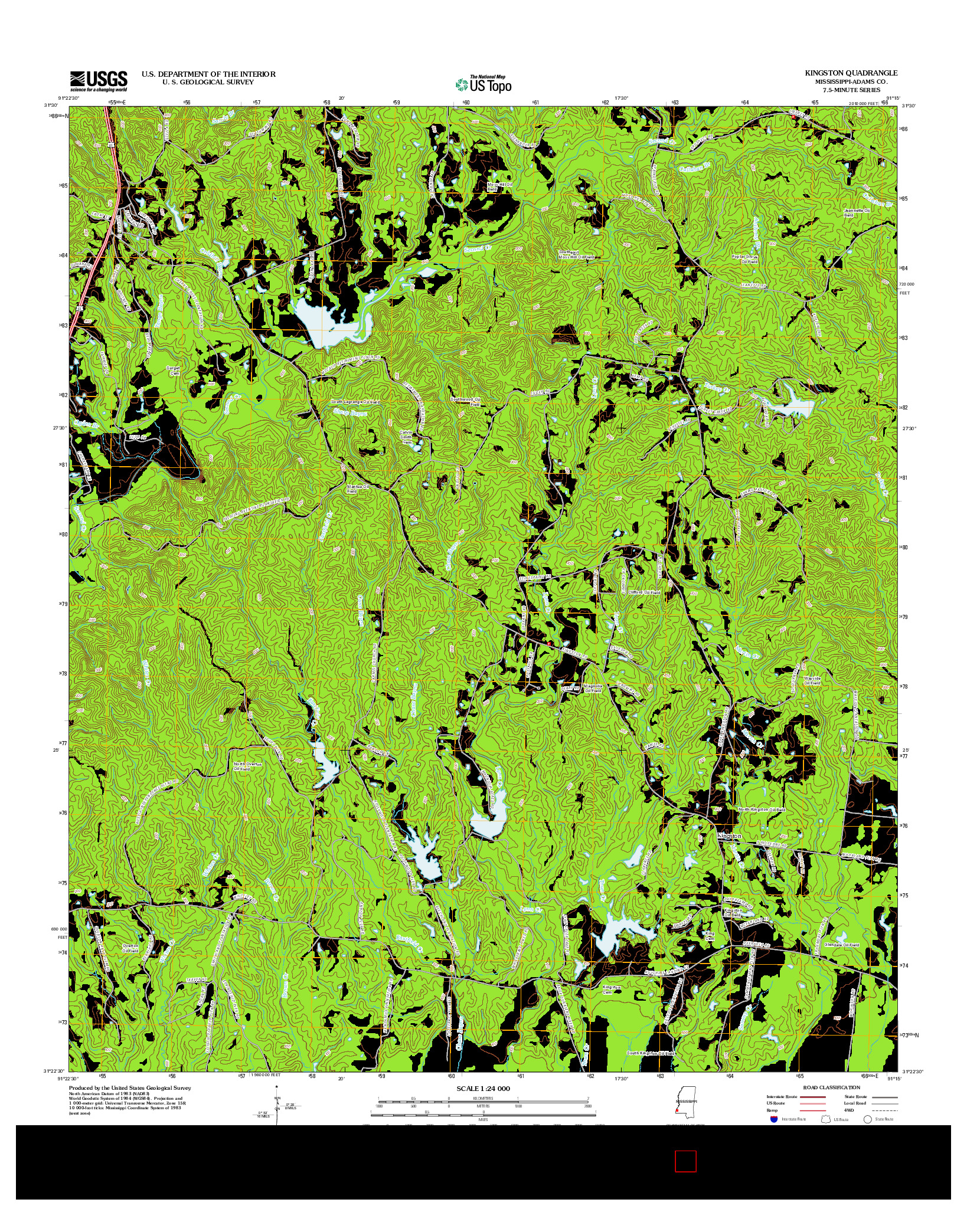 USGS US TOPO 7.5-MINUTE MAP FOR KINGSTON, MS 2012