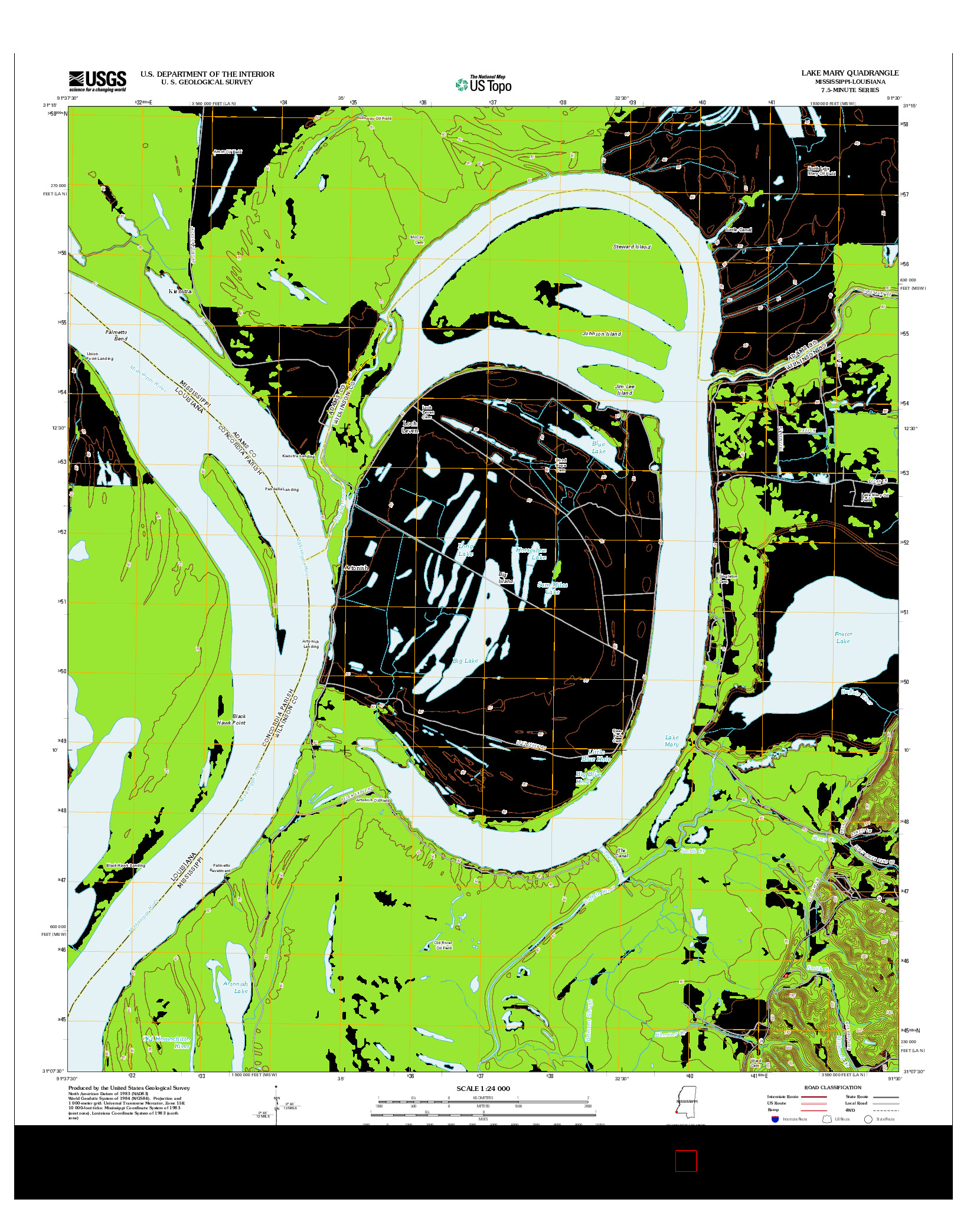 USGS US TOPO 7.5-MINUTE MAP FOR LAKE MARY, MS-LA 2012