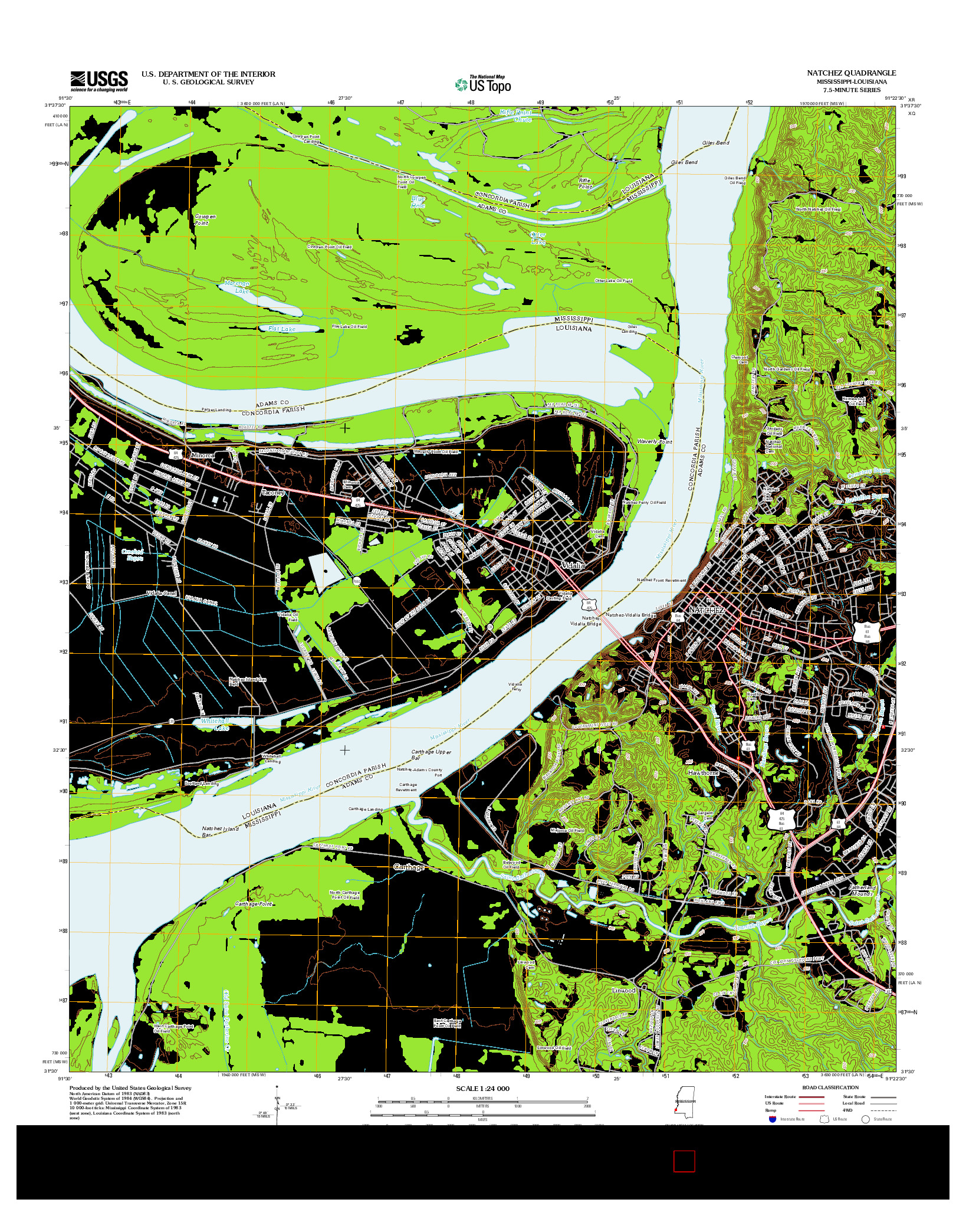 USGS US TOPO 7.5-MINUTE MAP FOR NATCHEZ, MS-LA 2012