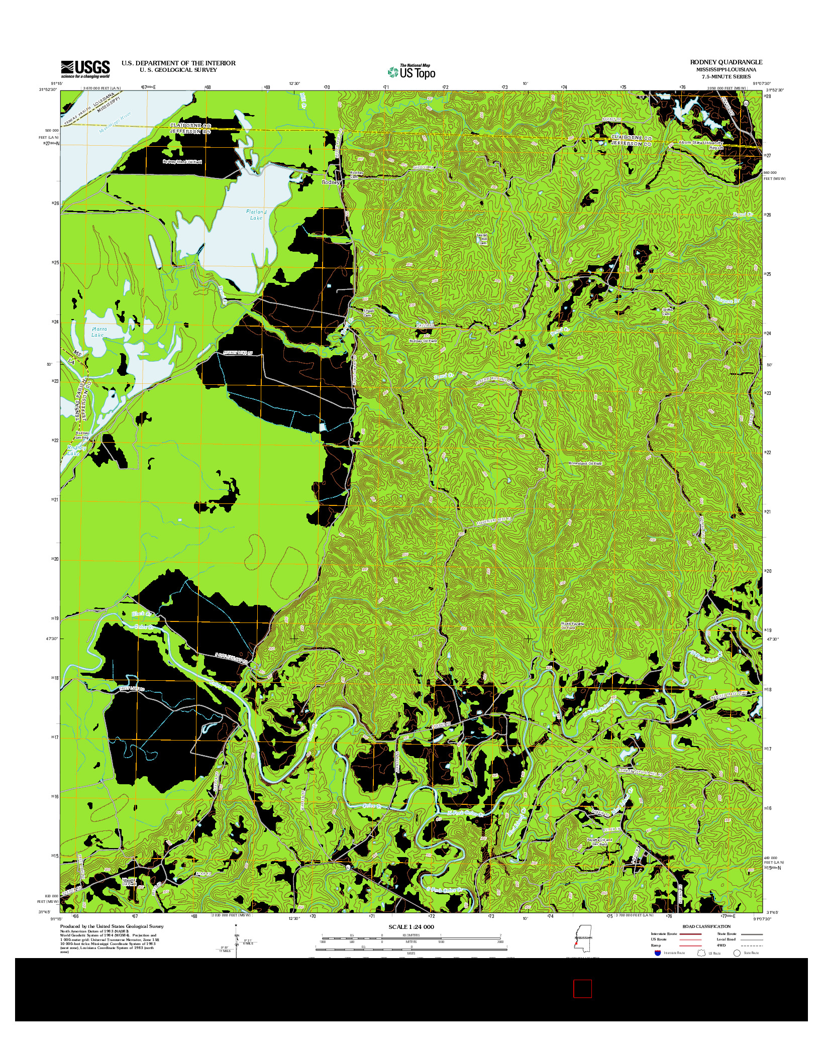 USGS US TOPO 7.5-MINUTE MAP FOR RODNEY, MS-LA 2012