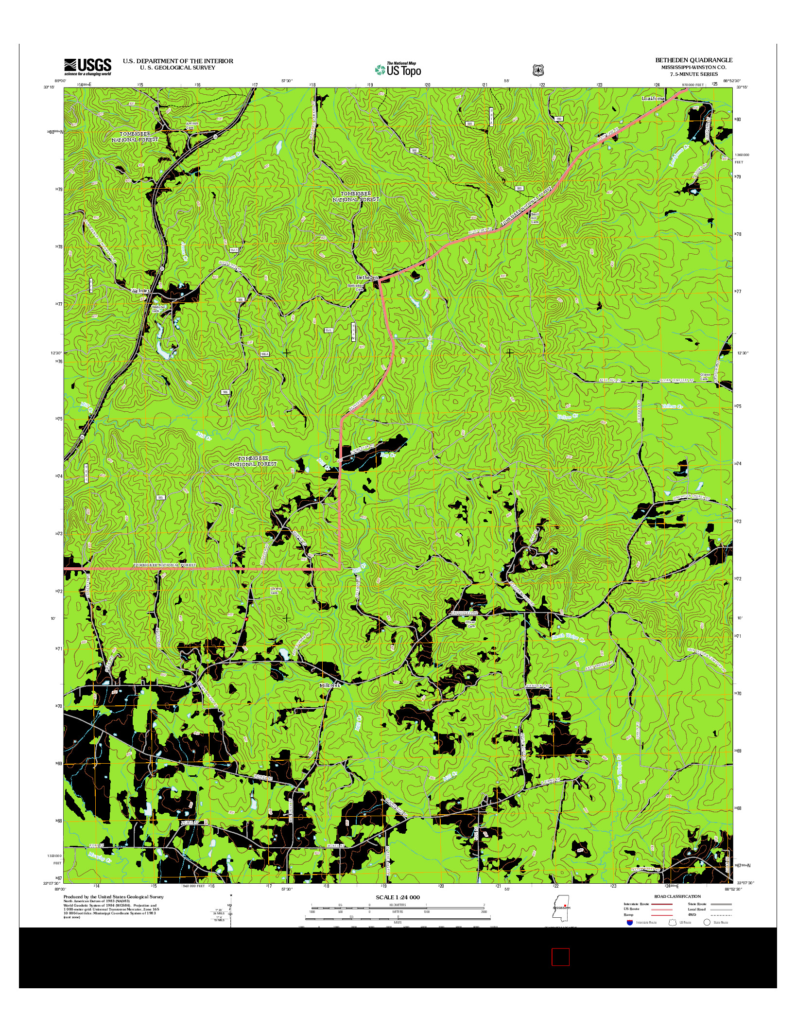 USGS US TOPO 7.5-MINUTE MAP FOR BETHEDEN, MS 2012