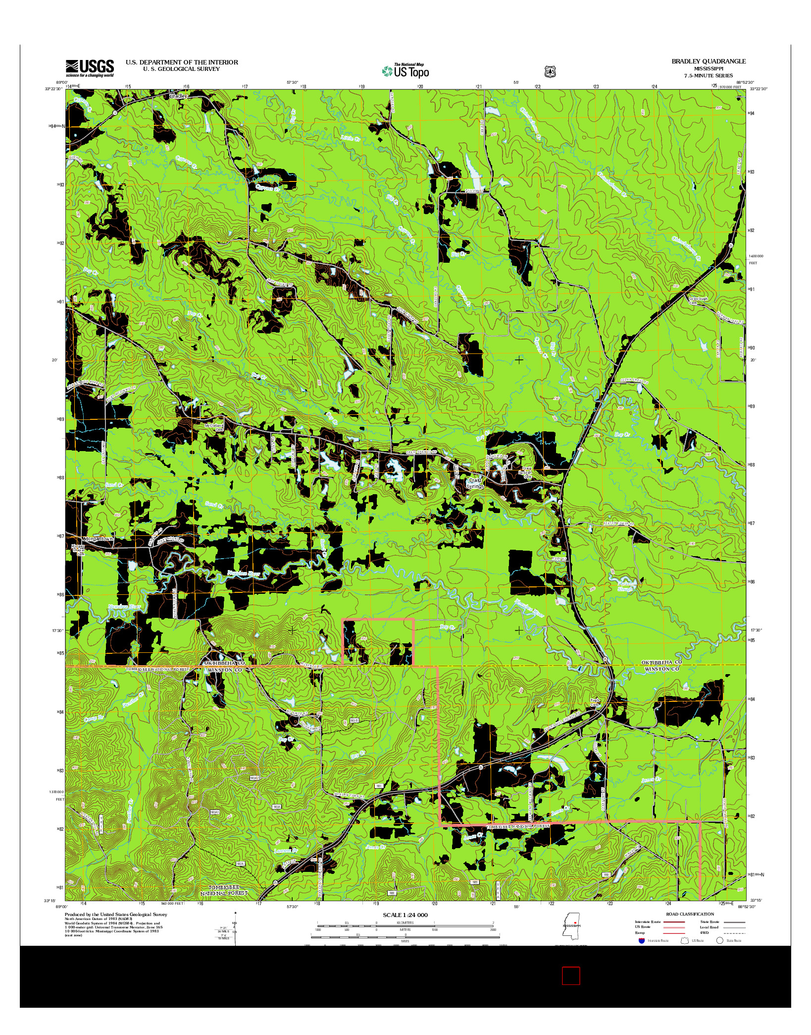 USGS US TOPO 7.5-MINUTE MAP FOR BRADLEY, MS 2012