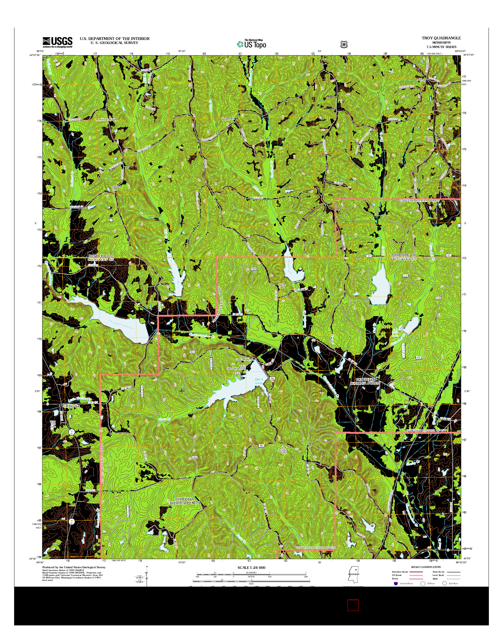 USGS US TOPO 7.5-MINUTE MAP FOR TROY, MS 2012
