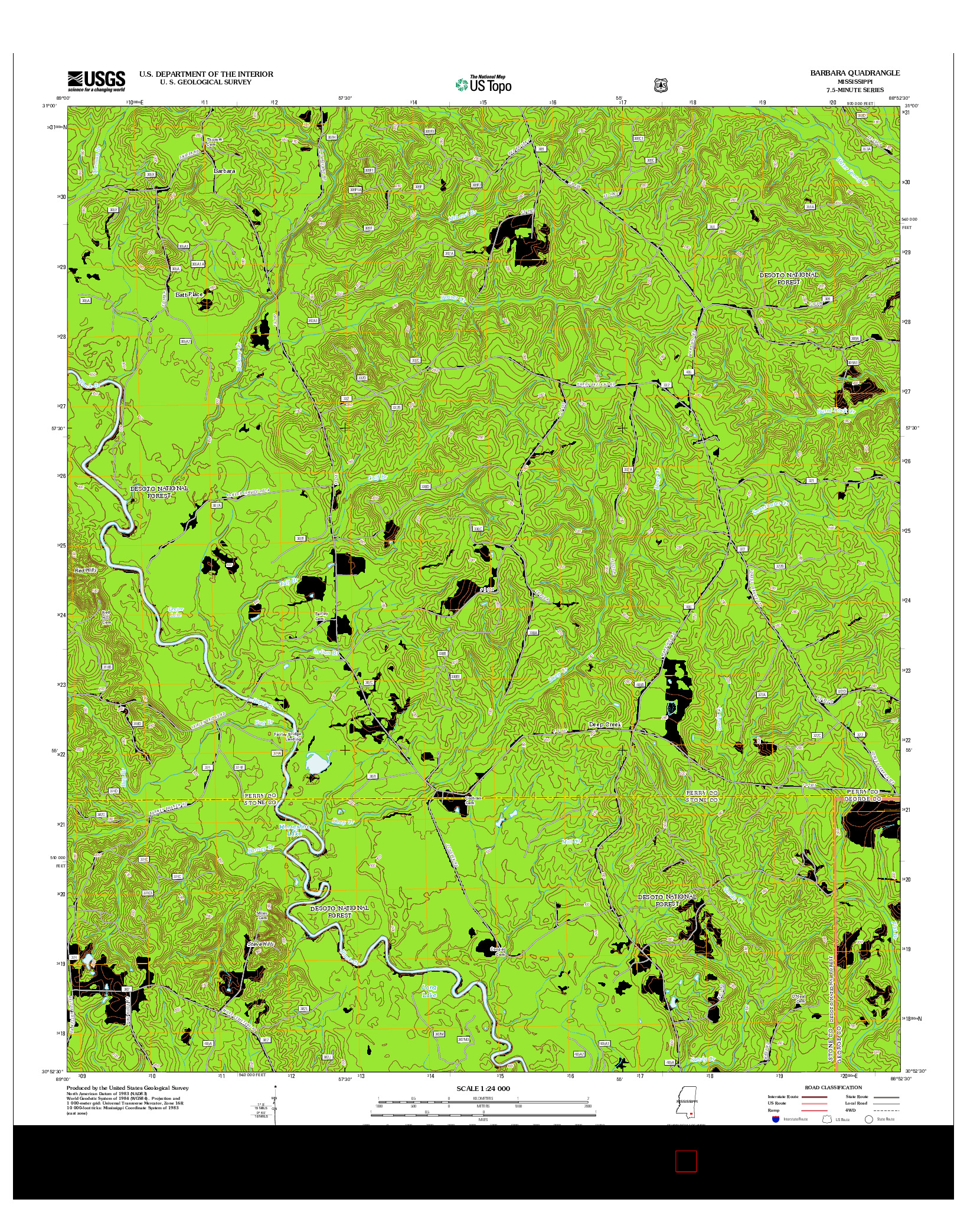 USGS US TOPO 7.5-MINUTE MAP FOR BARBARA, MS 2012