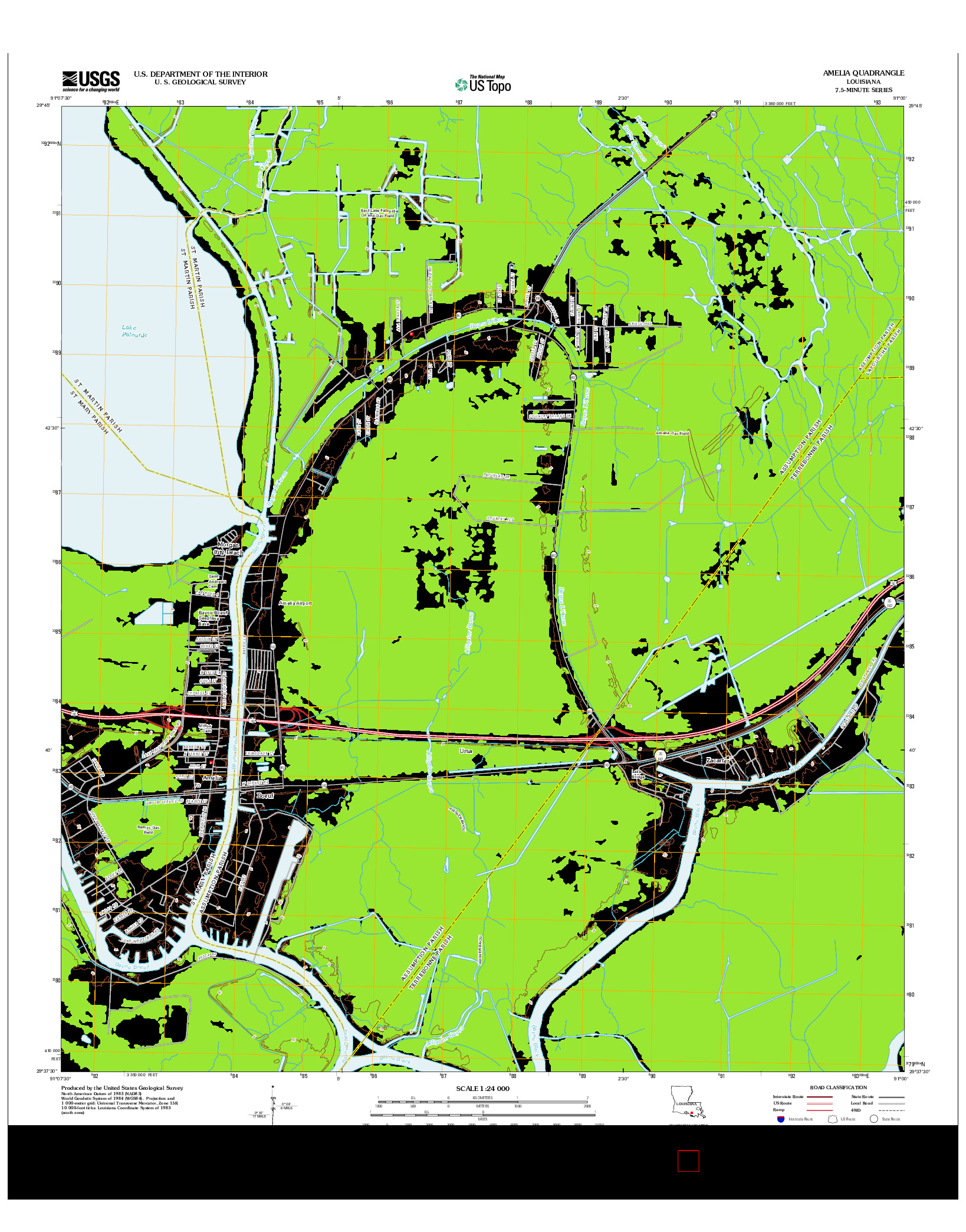 USGS US TOPO 7.5-MINUTE MAP FOR AMELIA, LA 2012
