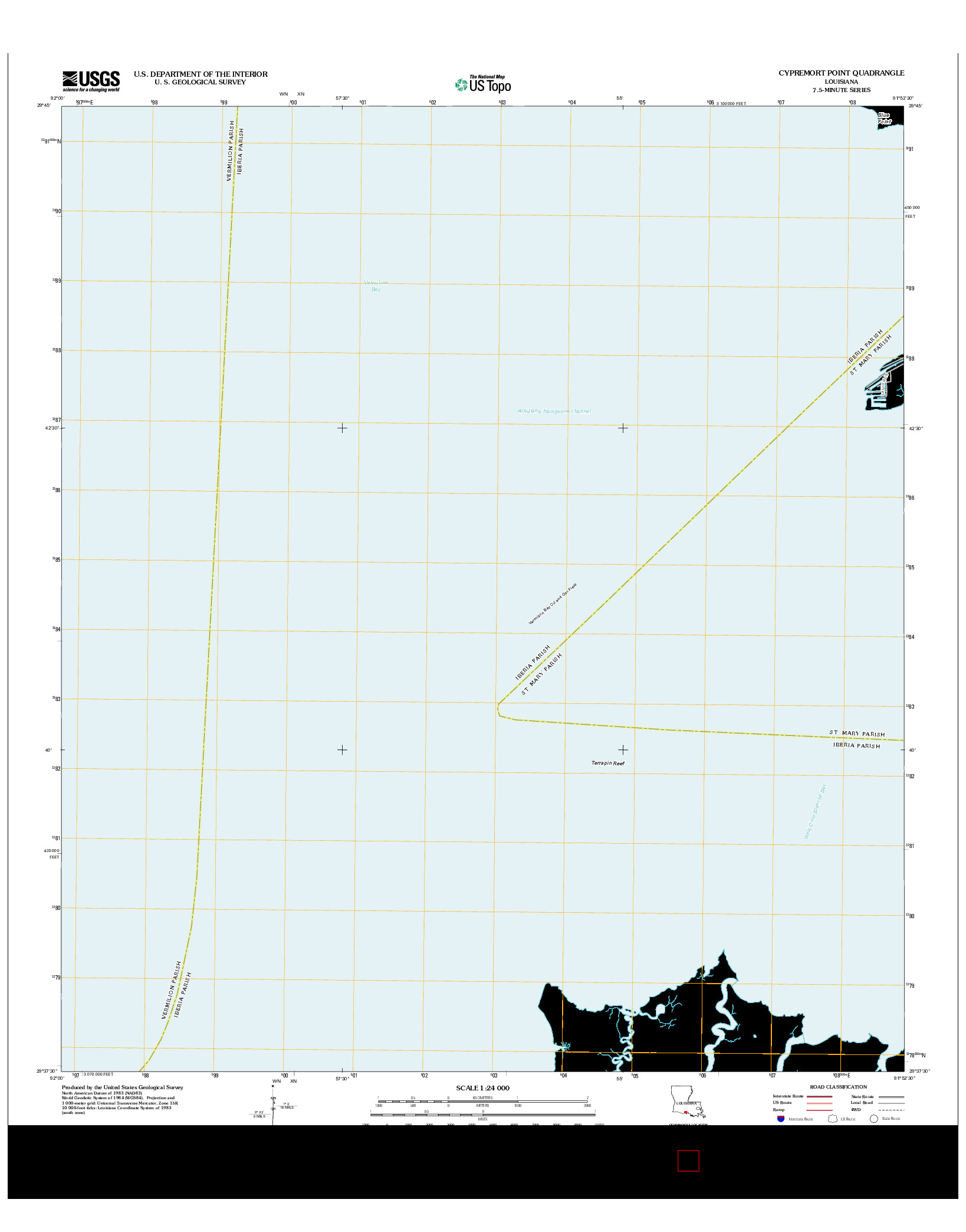 USGS US TOPO 7.5-MINUTE MAP FOR CYPREMORT POINT, LA 2012