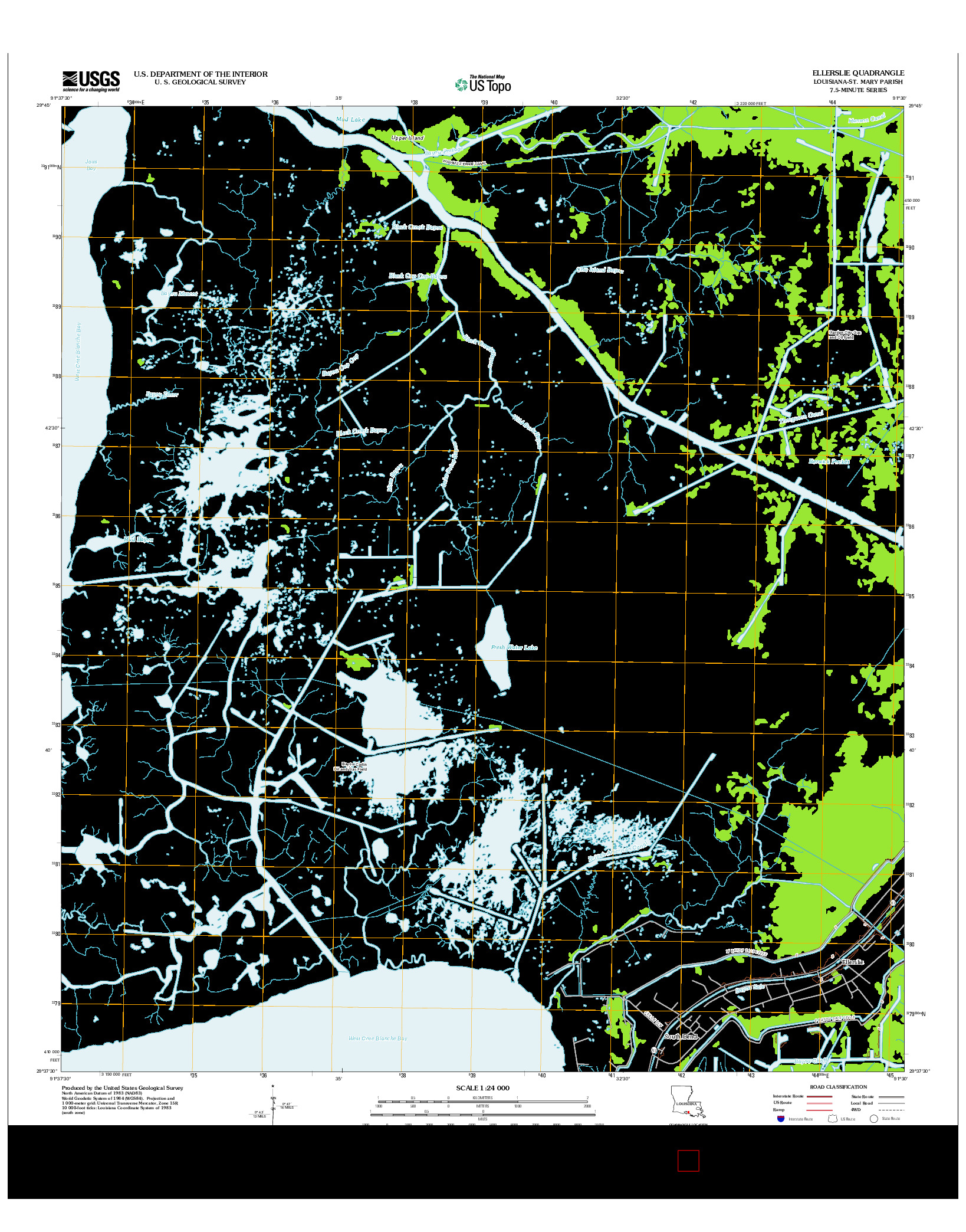 USGS US TOPO 7.5-MINUTE MAP FOR ELLERSLIE, LA 2012
