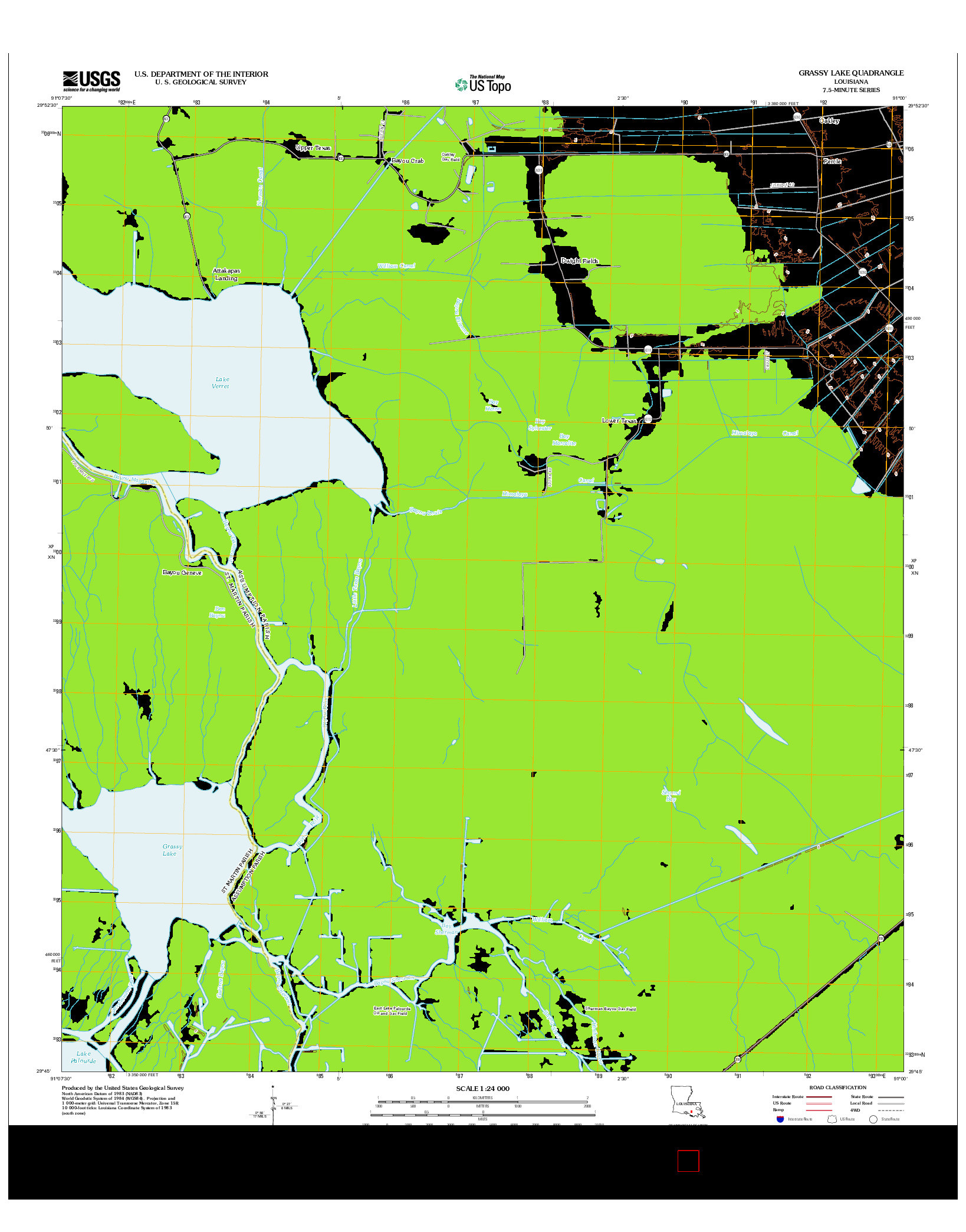 USGS US TOPO 7.5-MINUTE MAP FOR GRASSY LAKE, LA 2012