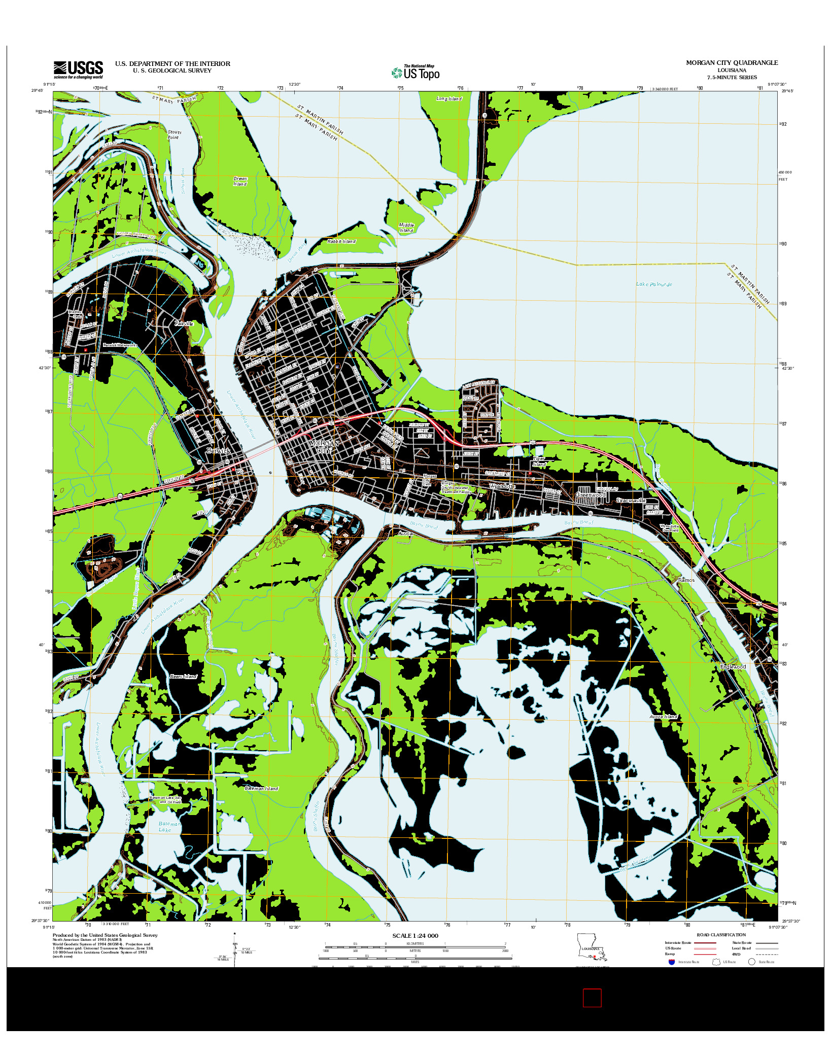 USGS US TOPO 7.5-MINUTE MAP FOR MORGAN CITY, LA 2012