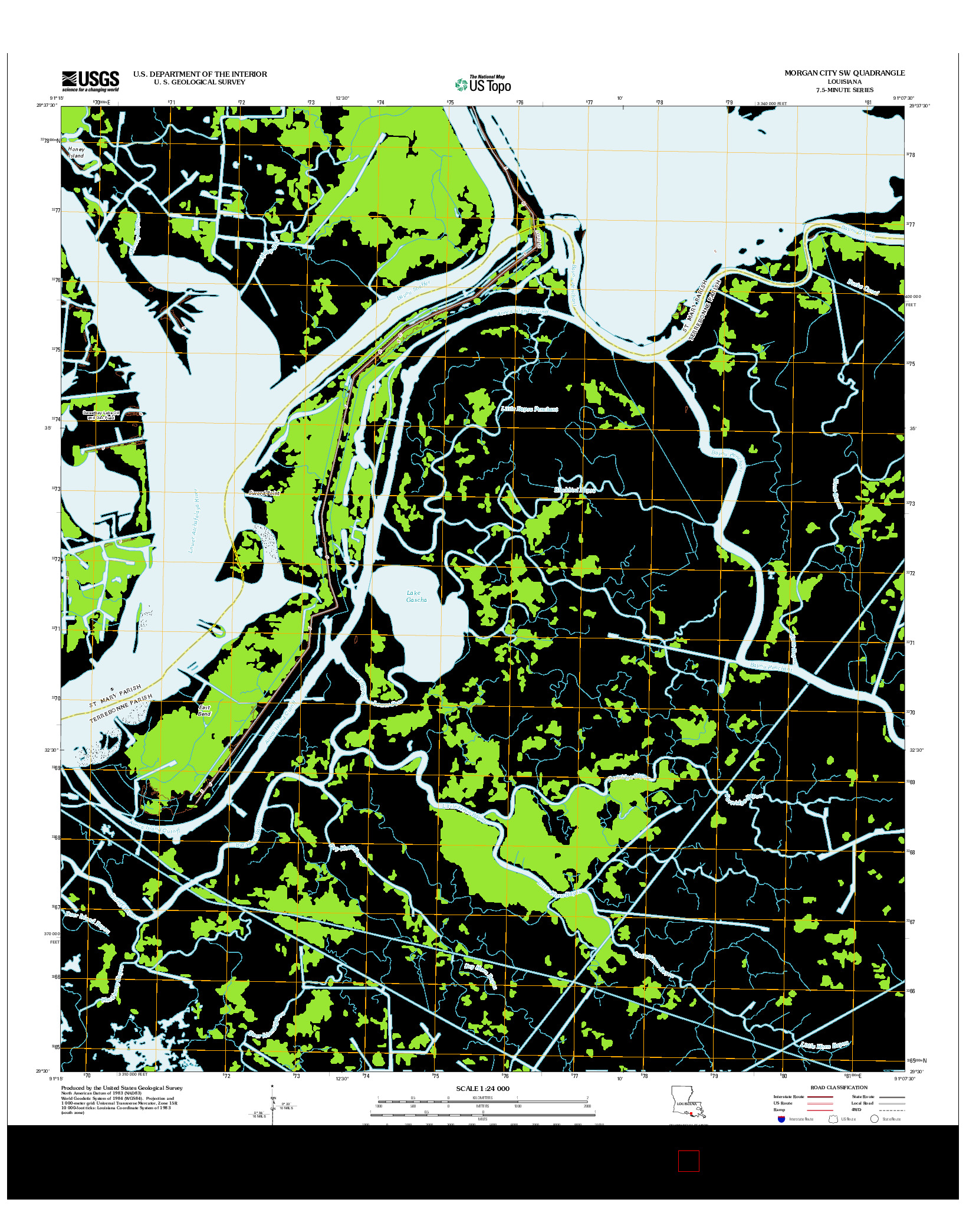 USGS US TOPO 7.5-MINUTE MAP FOR MORGAN CITY SW, LA 2012