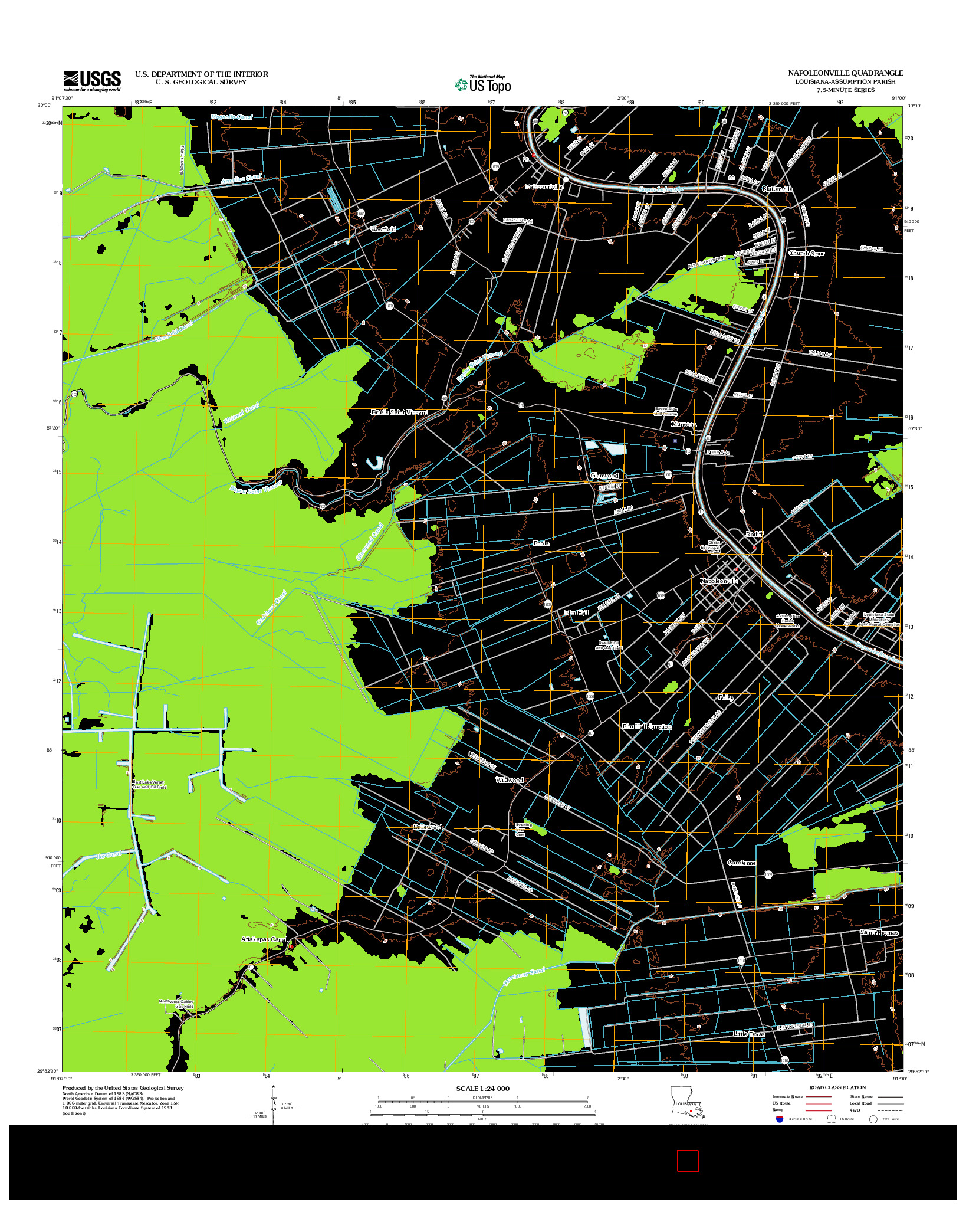 USGS US TOPO 7.5-MINUTE MAP FOR NAPOLEONVILLE, LA 2012