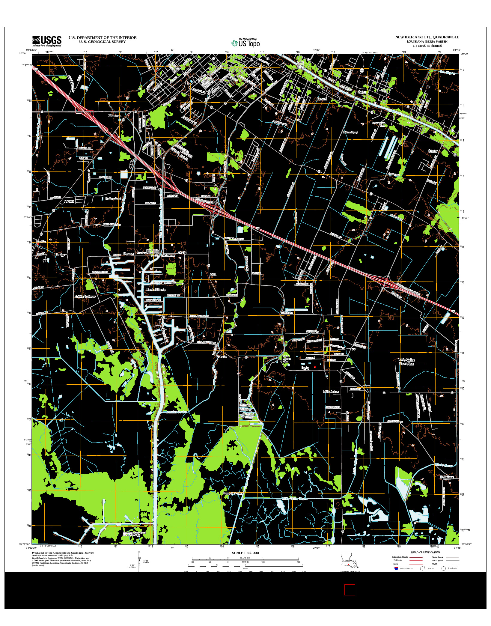 USGS US TOPO 7.5-MINUTE MAP FOR NEW IBERIA SOUTH, LA 2012