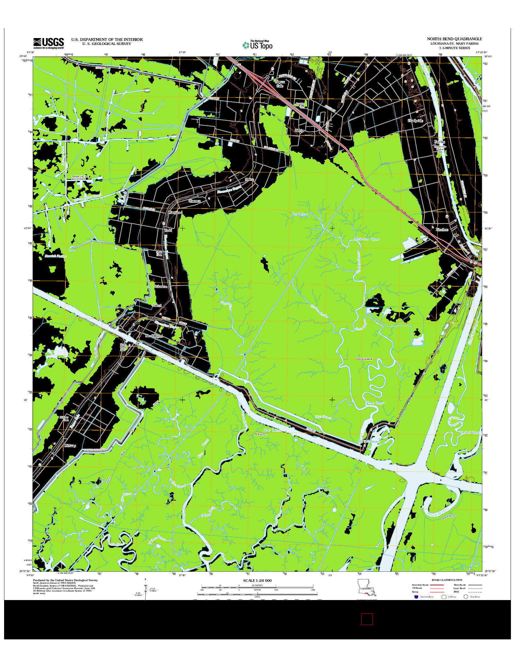 USGS US TOPO 7.5-MINUTE MAP FOR NORTH BEND, LA 2012