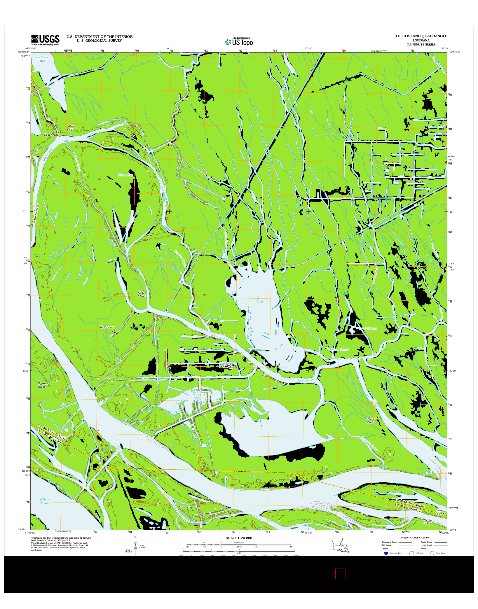 USGS US TOPO 7.5-MINUTE MAP FOR TIGER ISLAND, LA 2012