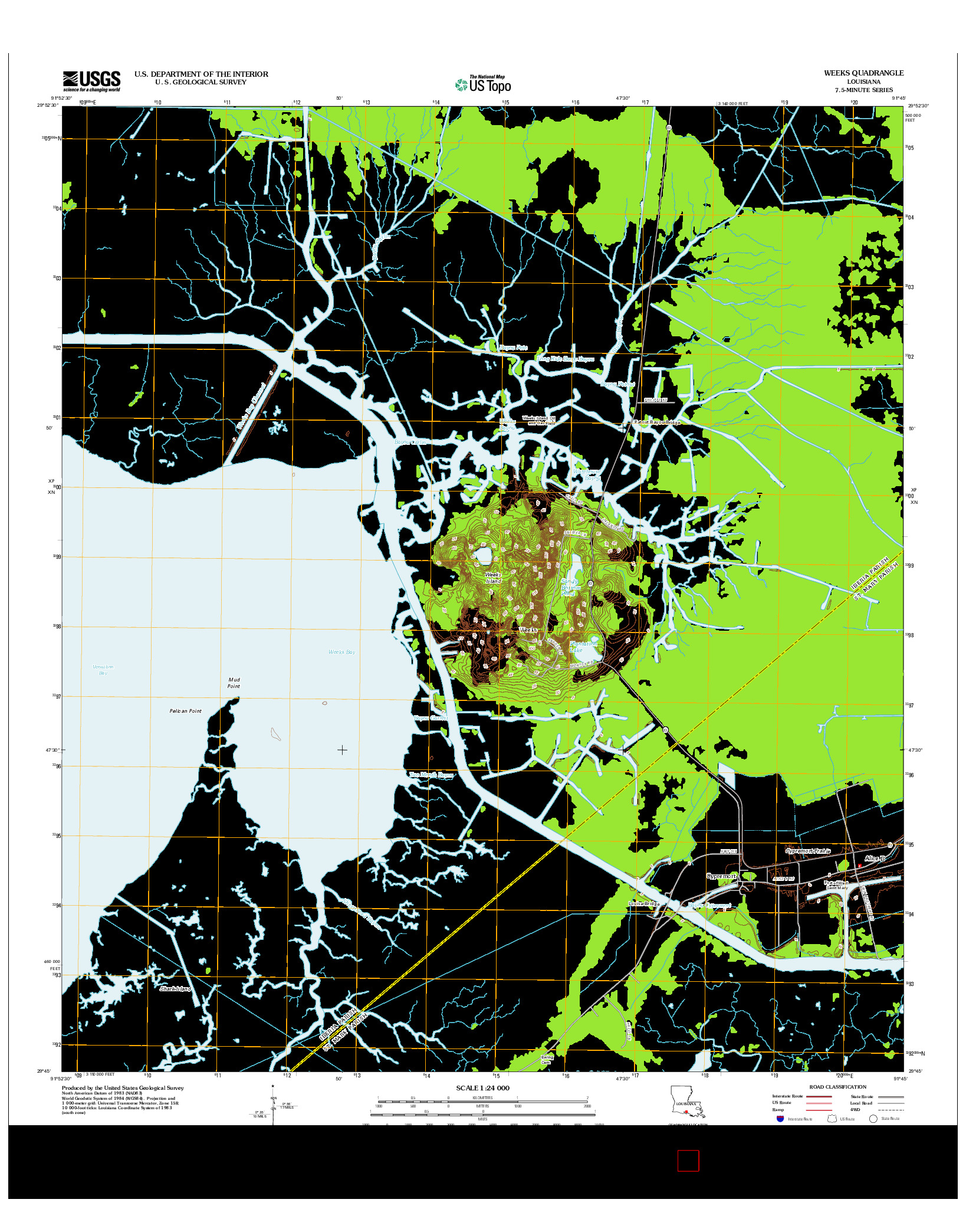 USGS US TOPO 7.5-MINUTE MAP FOR WEEKS, LA 2012