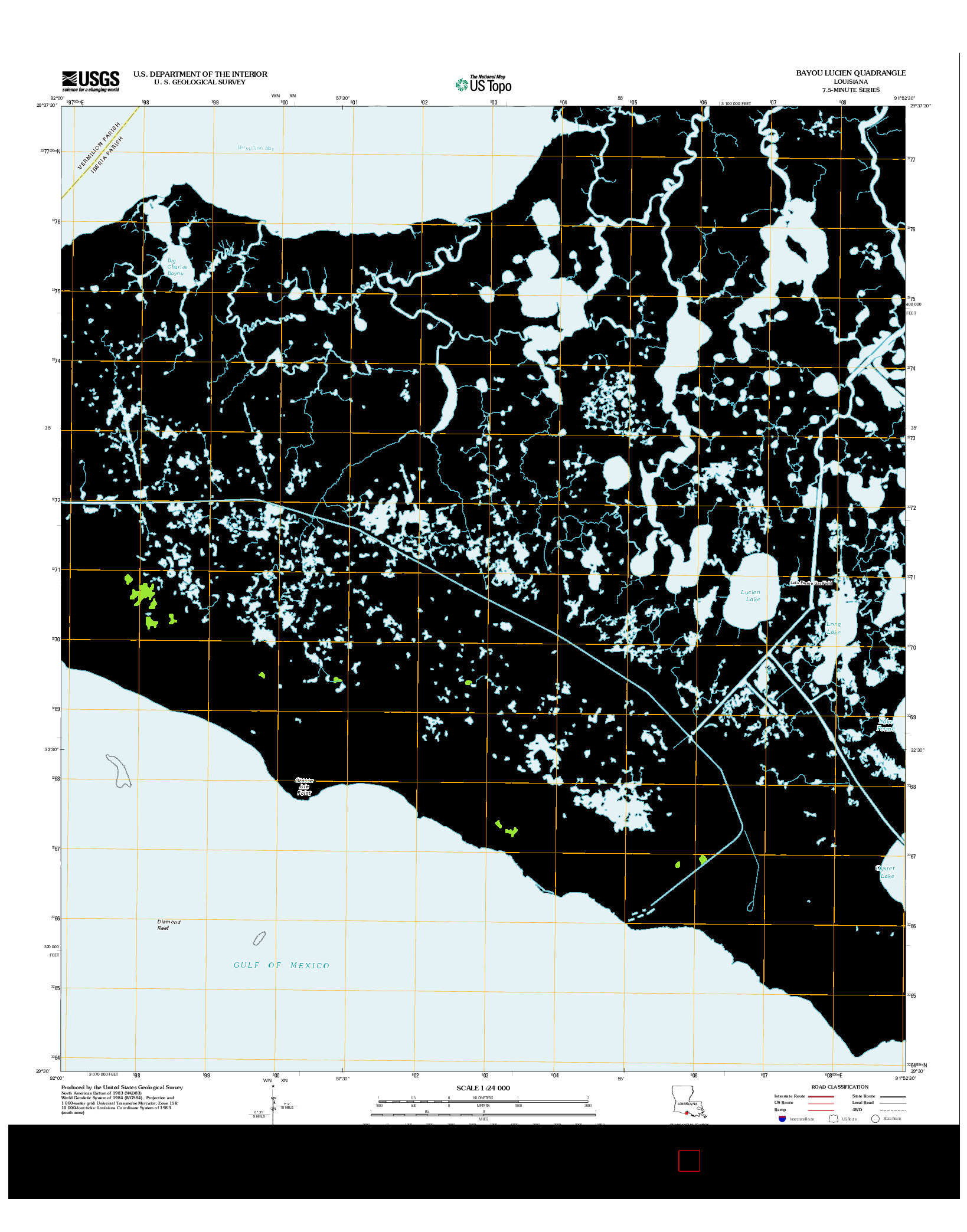 USGS US TOPO 7.5-MINUTE MAP FOR BAYOU LUCIEN, LA 2012