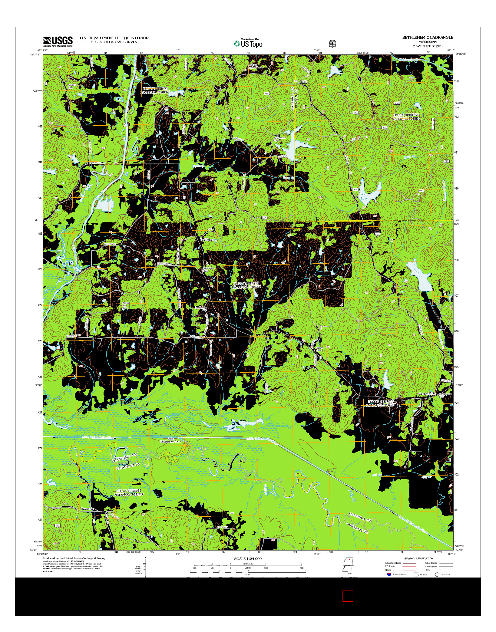 USGS US TOPO 7.5-MINUTE MAP FOR BETHLEHEM, MS 2012