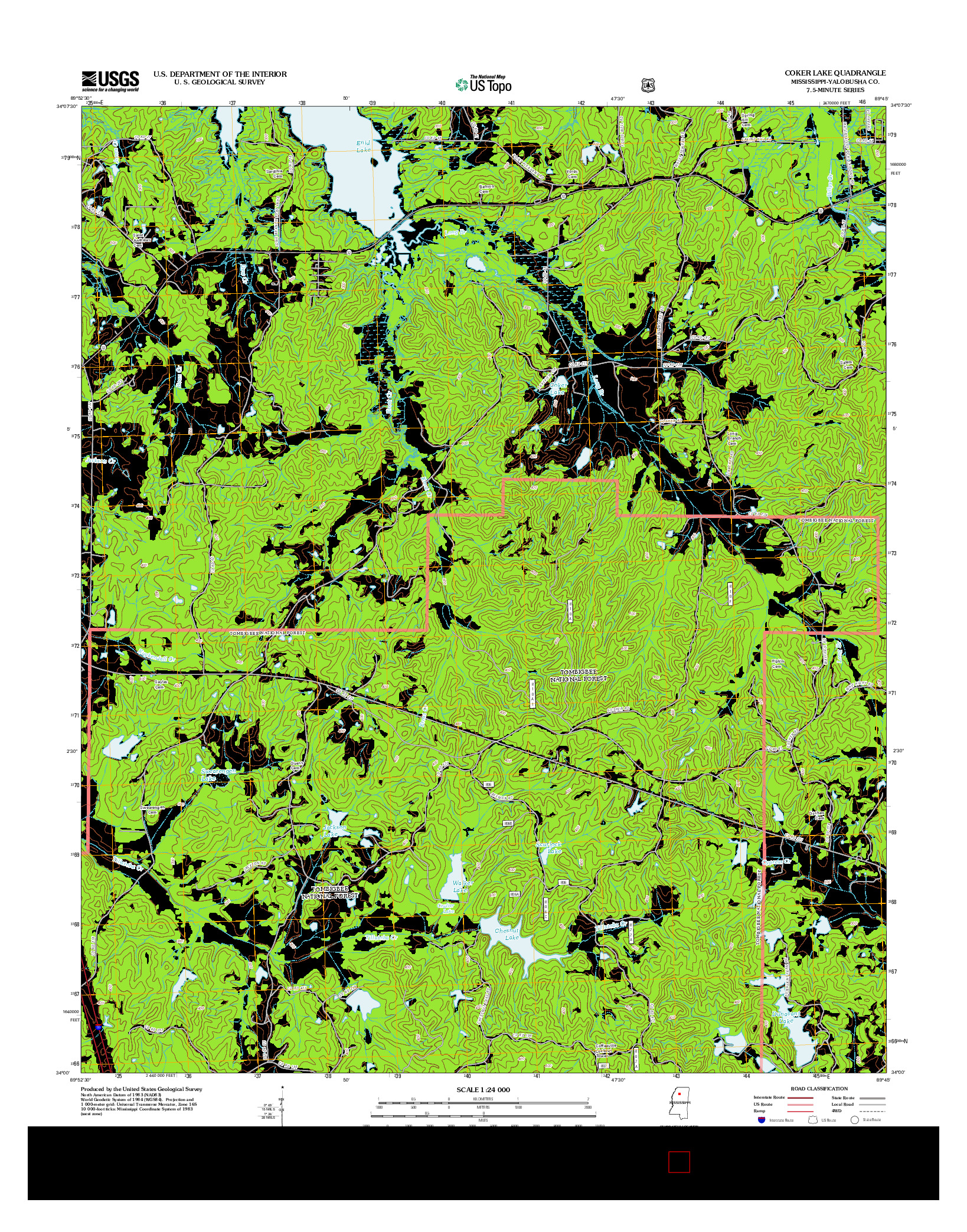 USGS US TOPO 7.5-MINUTE MAP FOR COKER LAKE, MS 2012