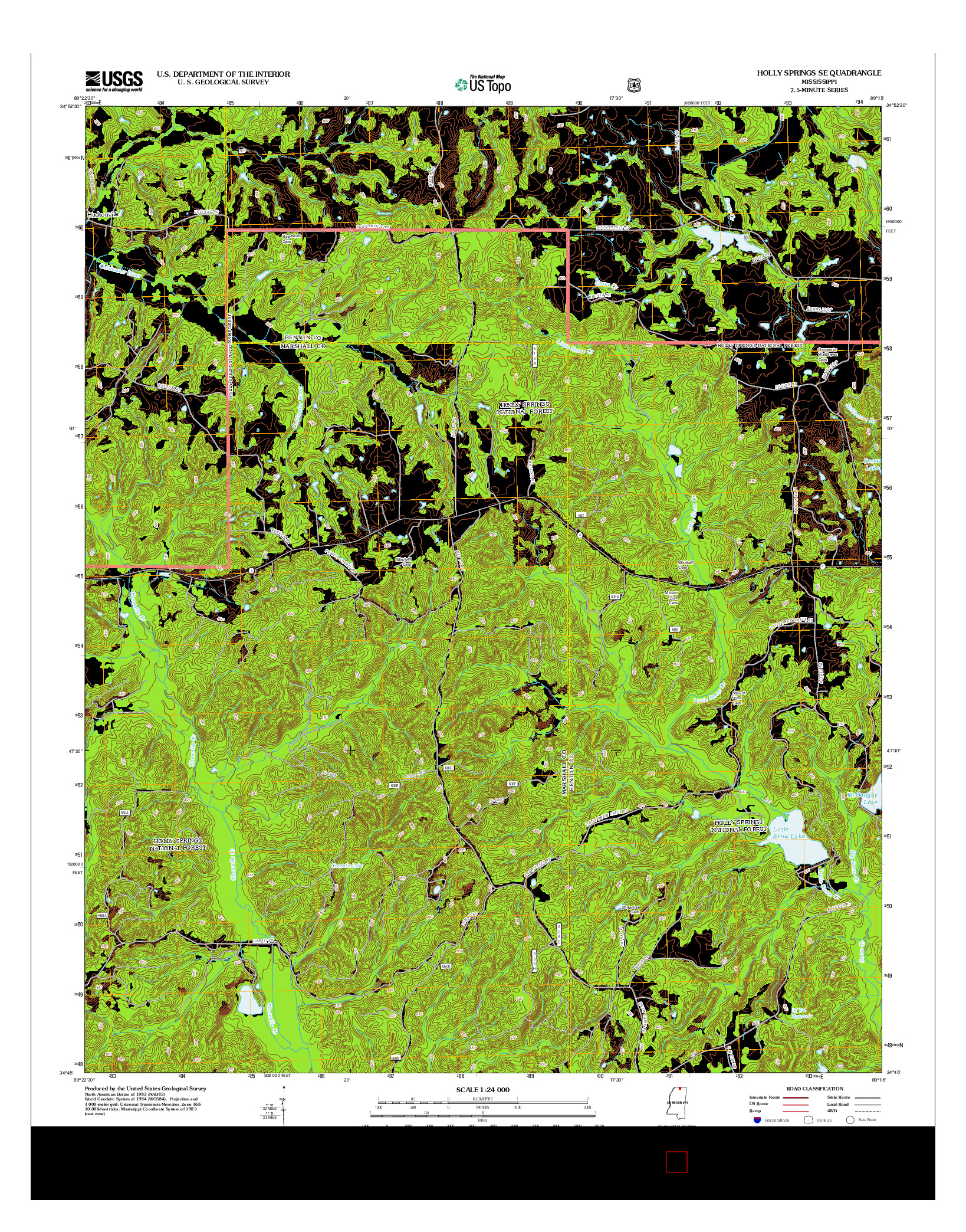 USGS US TOPO 7.5-MINUTE MAP FOR HOLLY SPRINGS SE, MS 2012