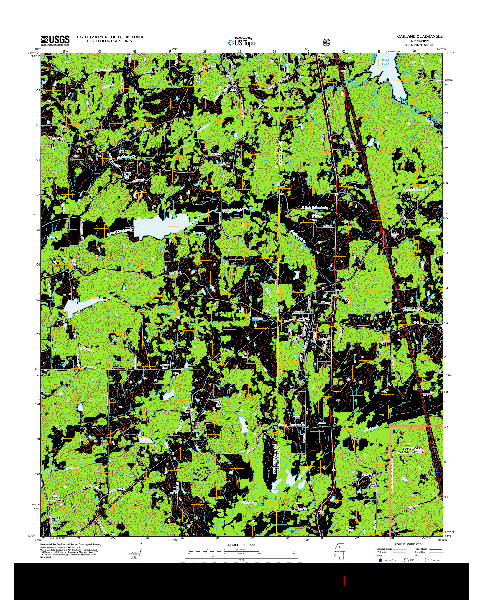 USGS US TOPO 7.5-MINUTE MAP FOR OAKLAND, MS 2012