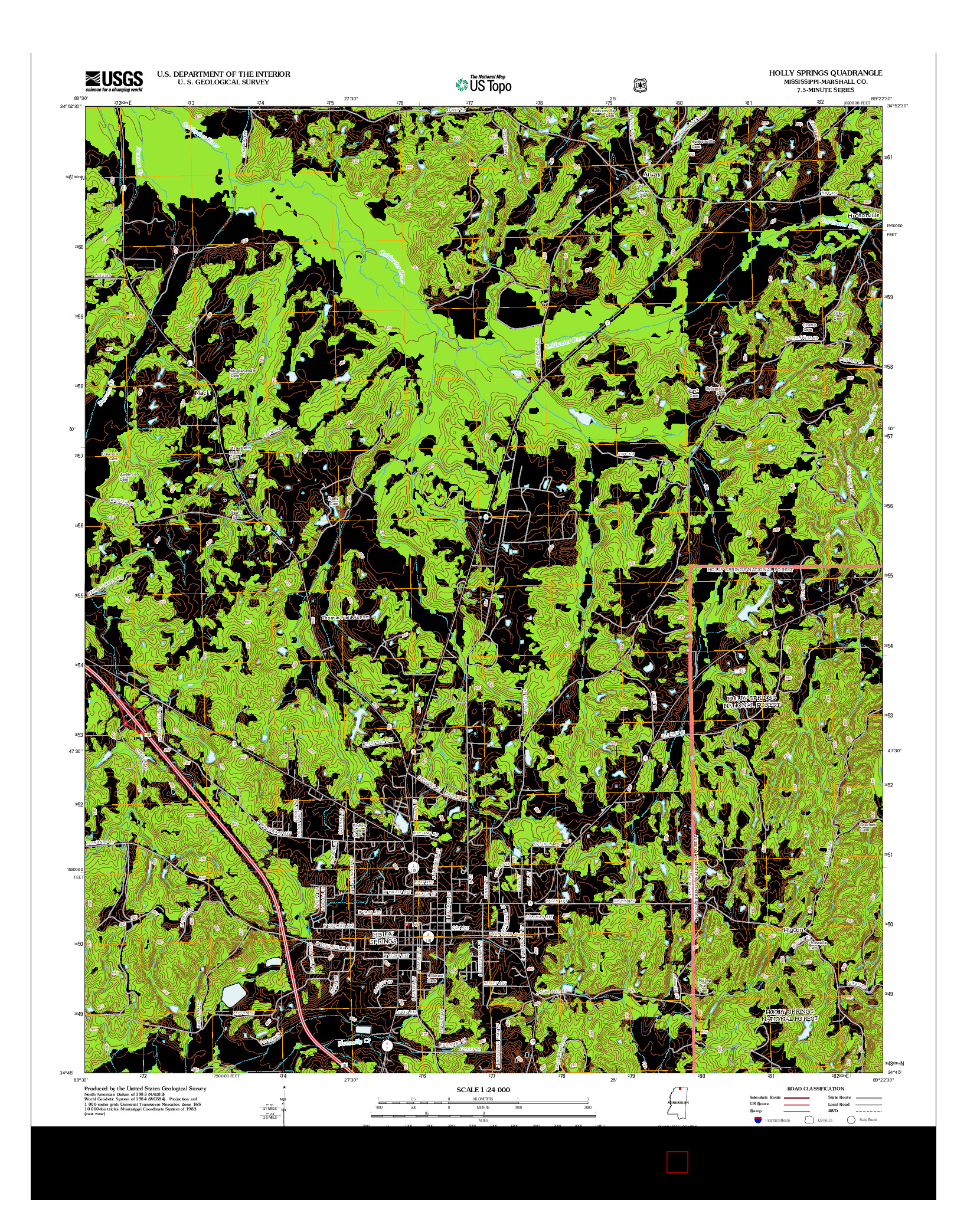 USGS US TOPO 7.5-MINUTE MAP FOR HOLLY SPRINGS, MS 2012