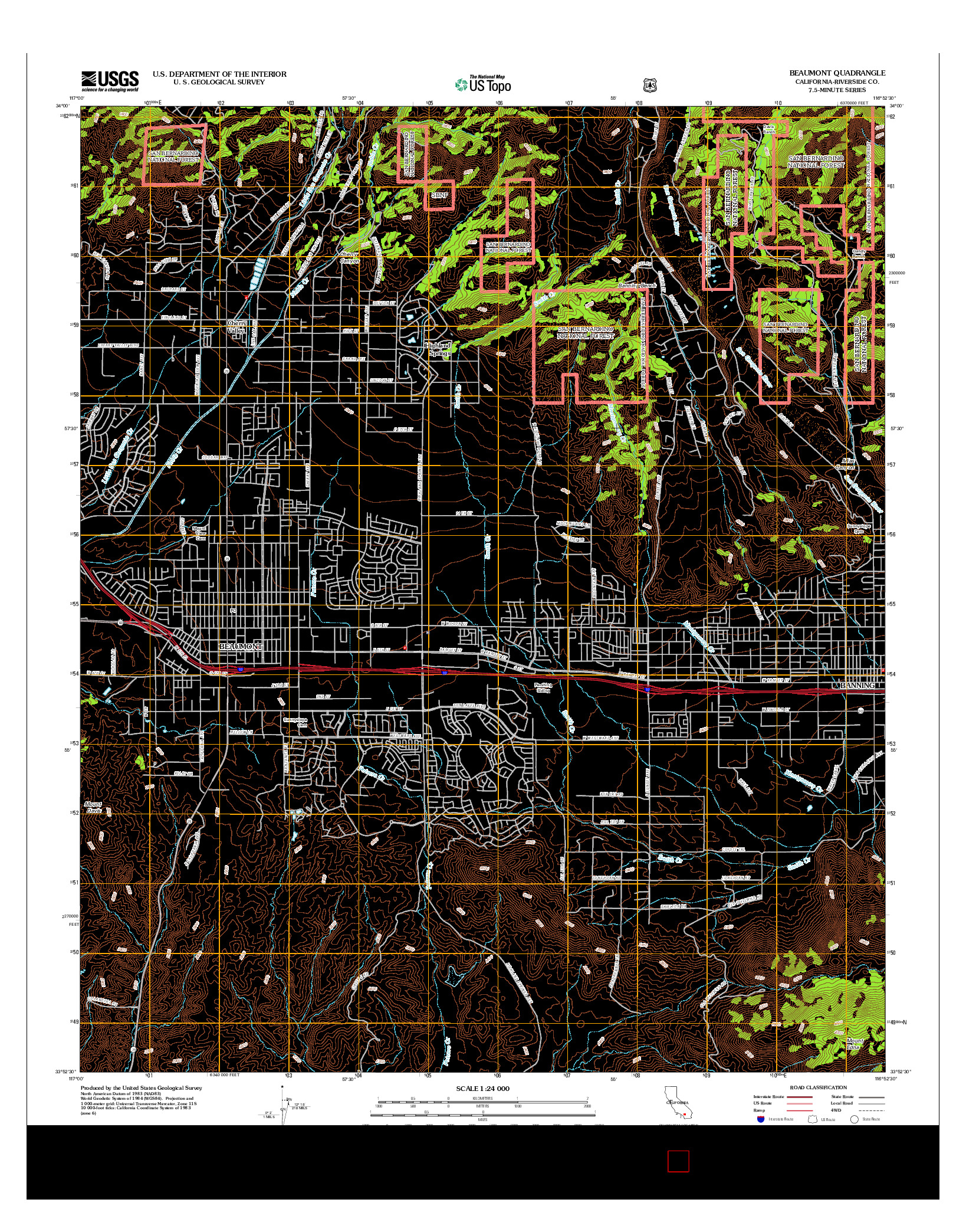 USGS US TOPO 7.5-MINUTE MAP FOR BEAUMONT, CA 2012