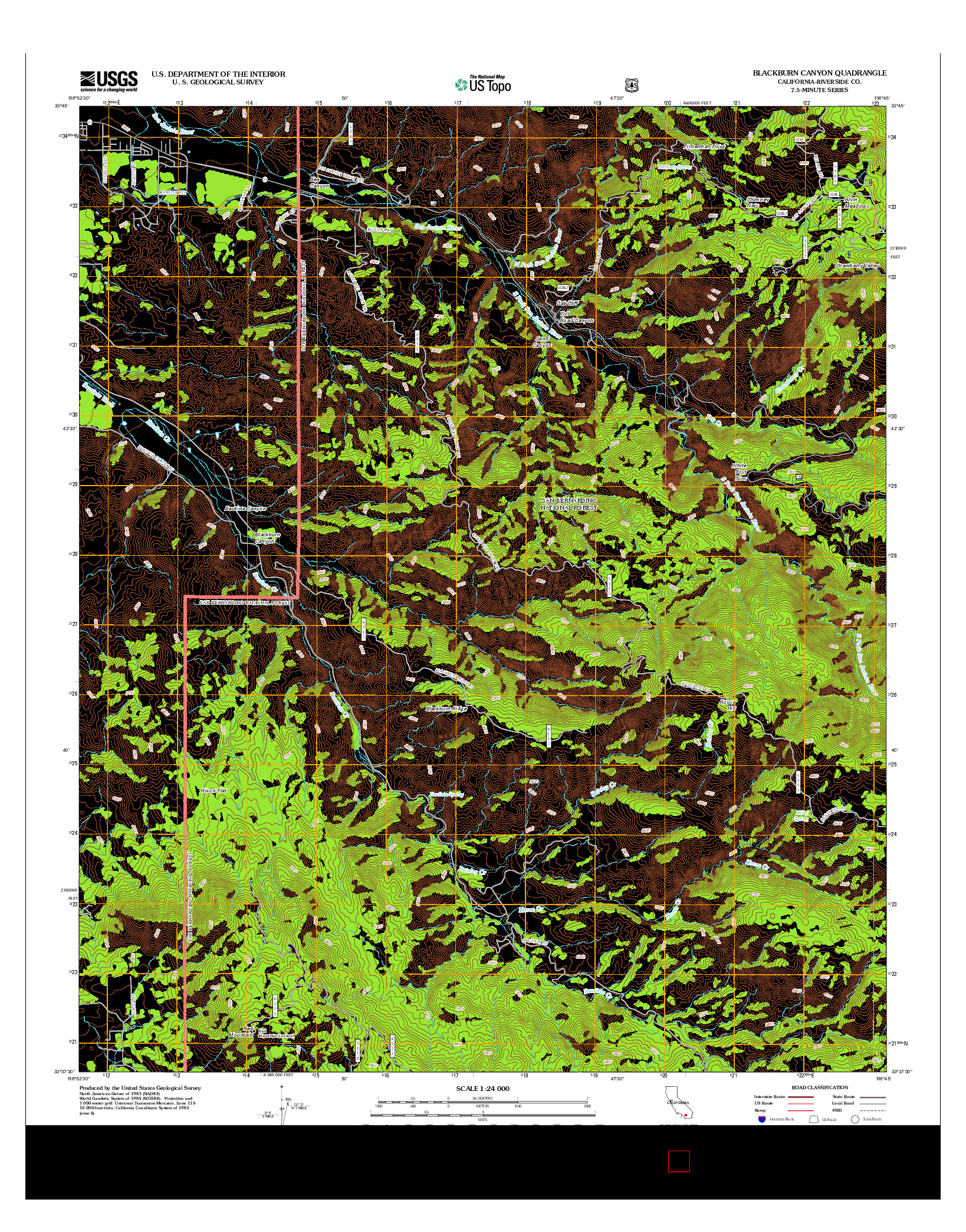 USGS US TOPO 7.5-MINUTE MAP FOR BLACKBURN CANYON, CA 2012