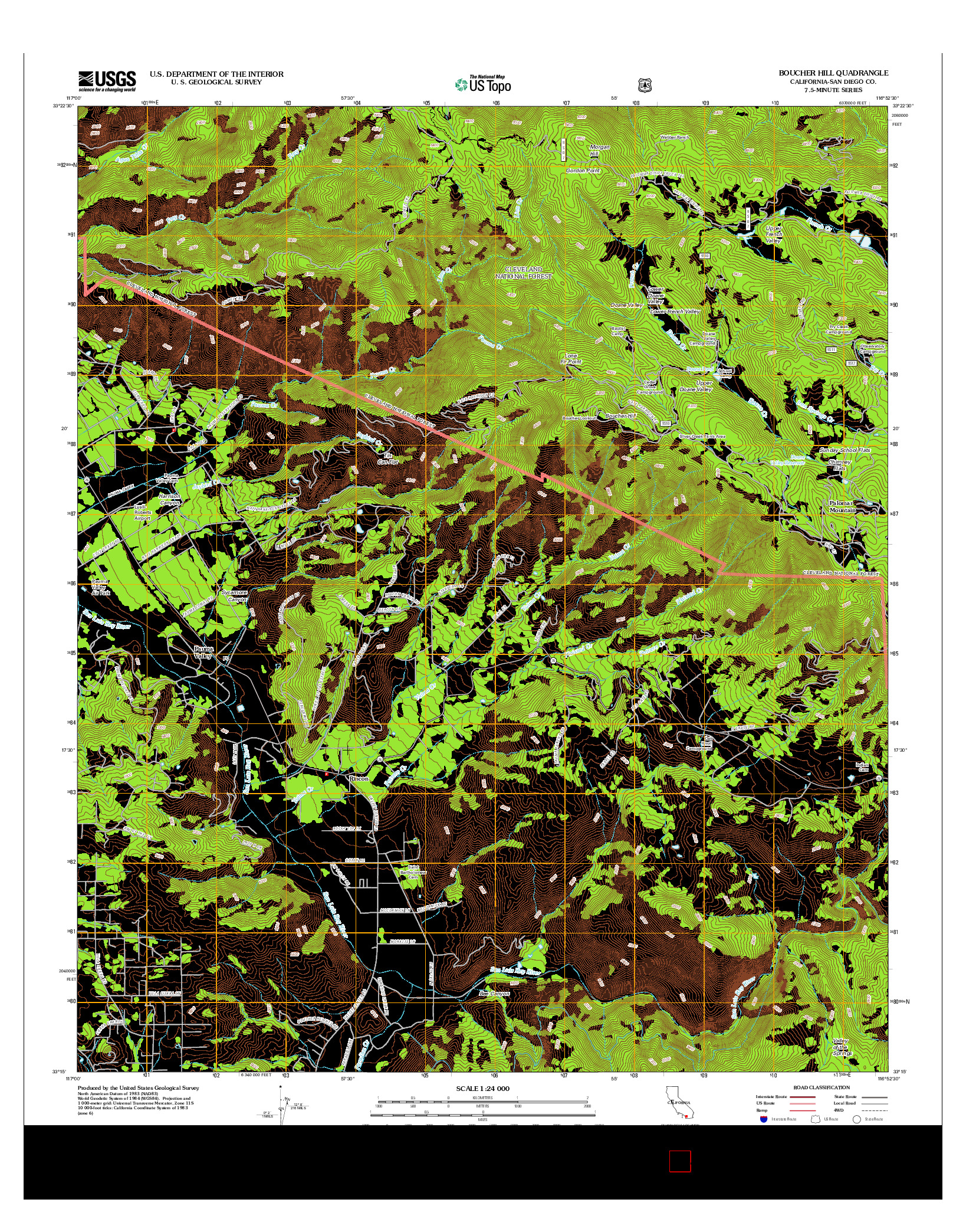 USGS US TOPO 7.5-MINUTE MAP FOR BOUCHER HILL, CA 2012