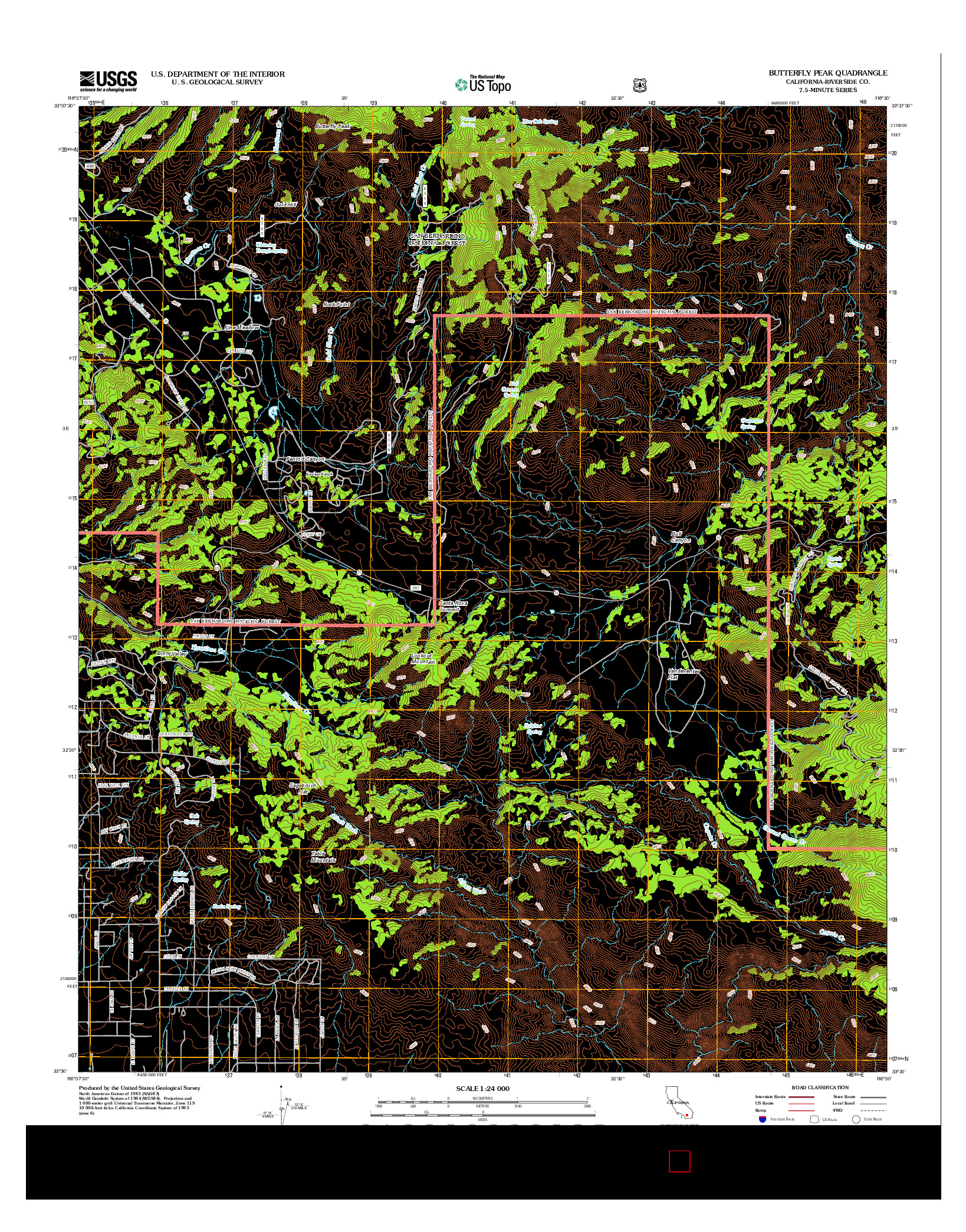 USGS US TOPO 7.5-MINUTE MAP FOR BUTTERFLY PEAK, CA 2012