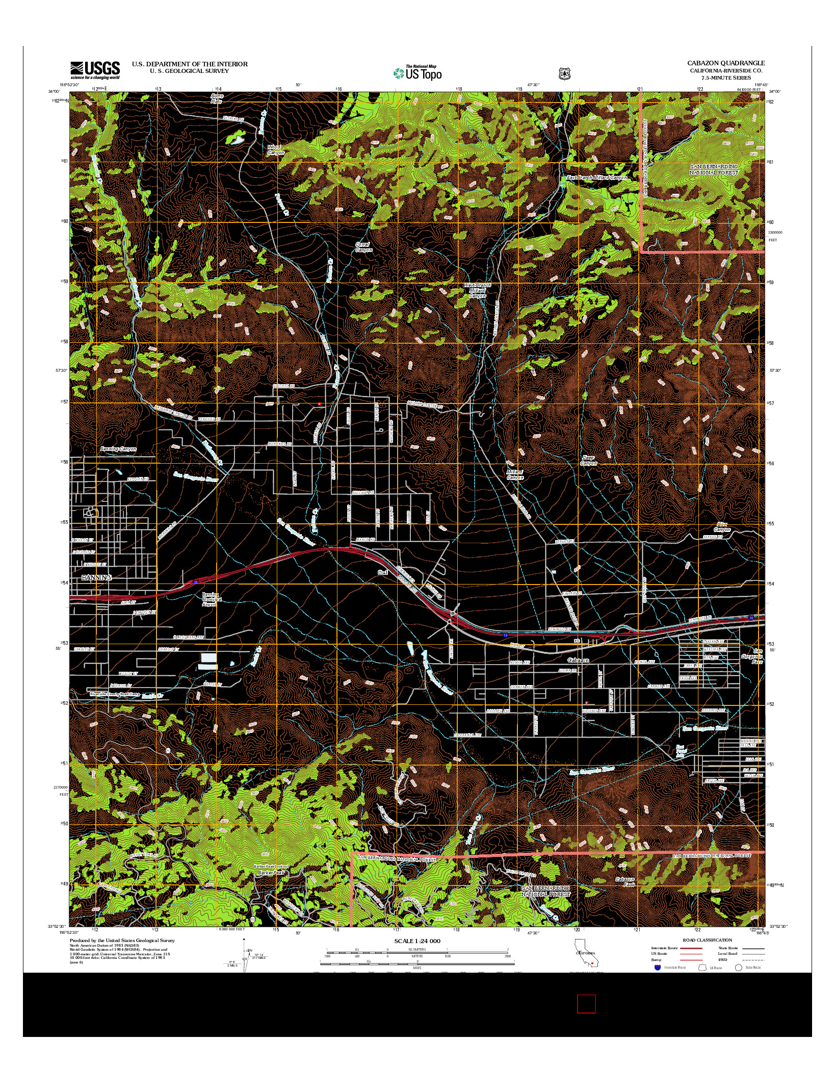 USGS US TOPO 7.5-MINUTE MAP FOR CABAZON, CA 2012