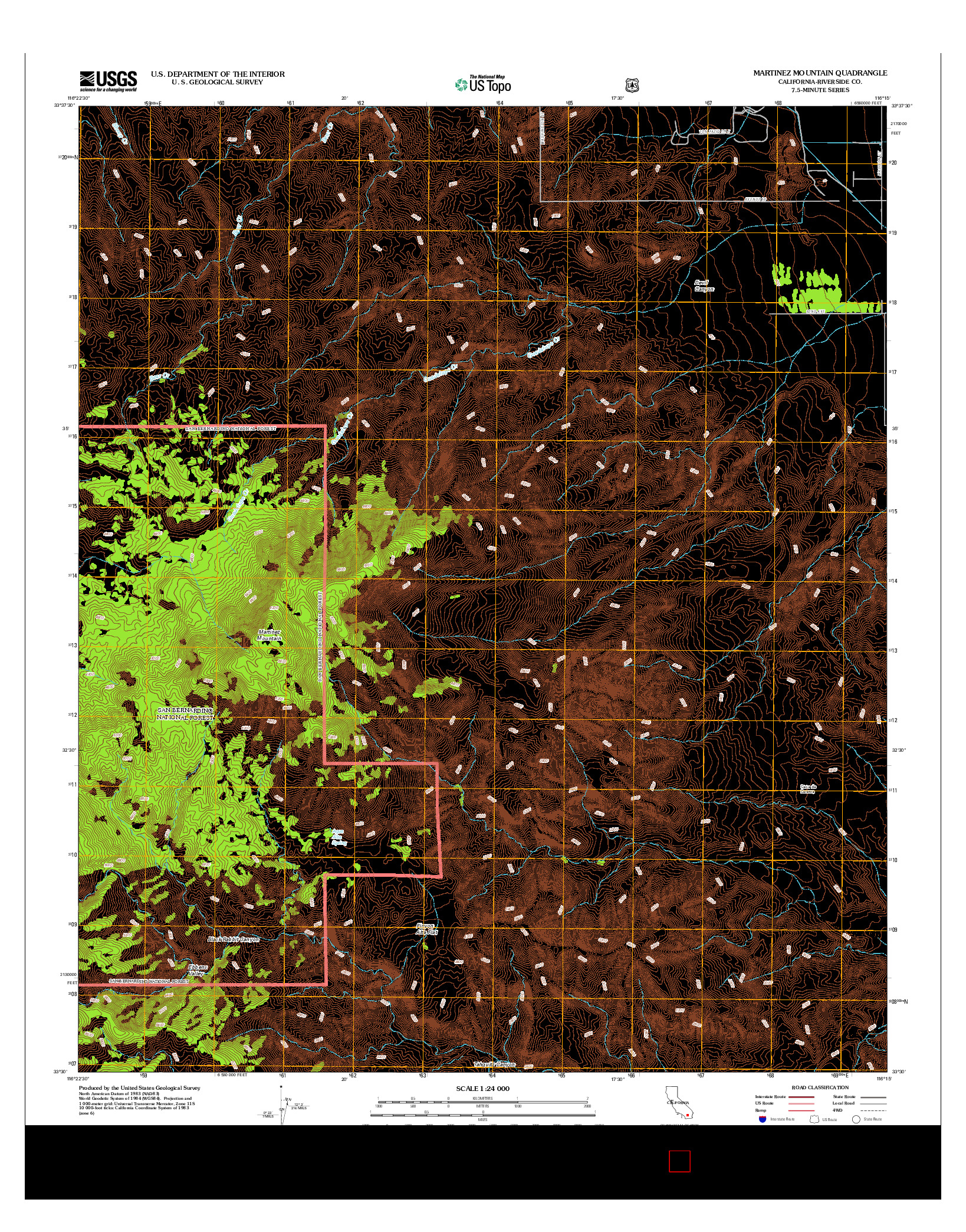 USGS US TOPO 7.5-MINUTE MAP FOR MARTINEZ MOUNTAIN, CA 2012