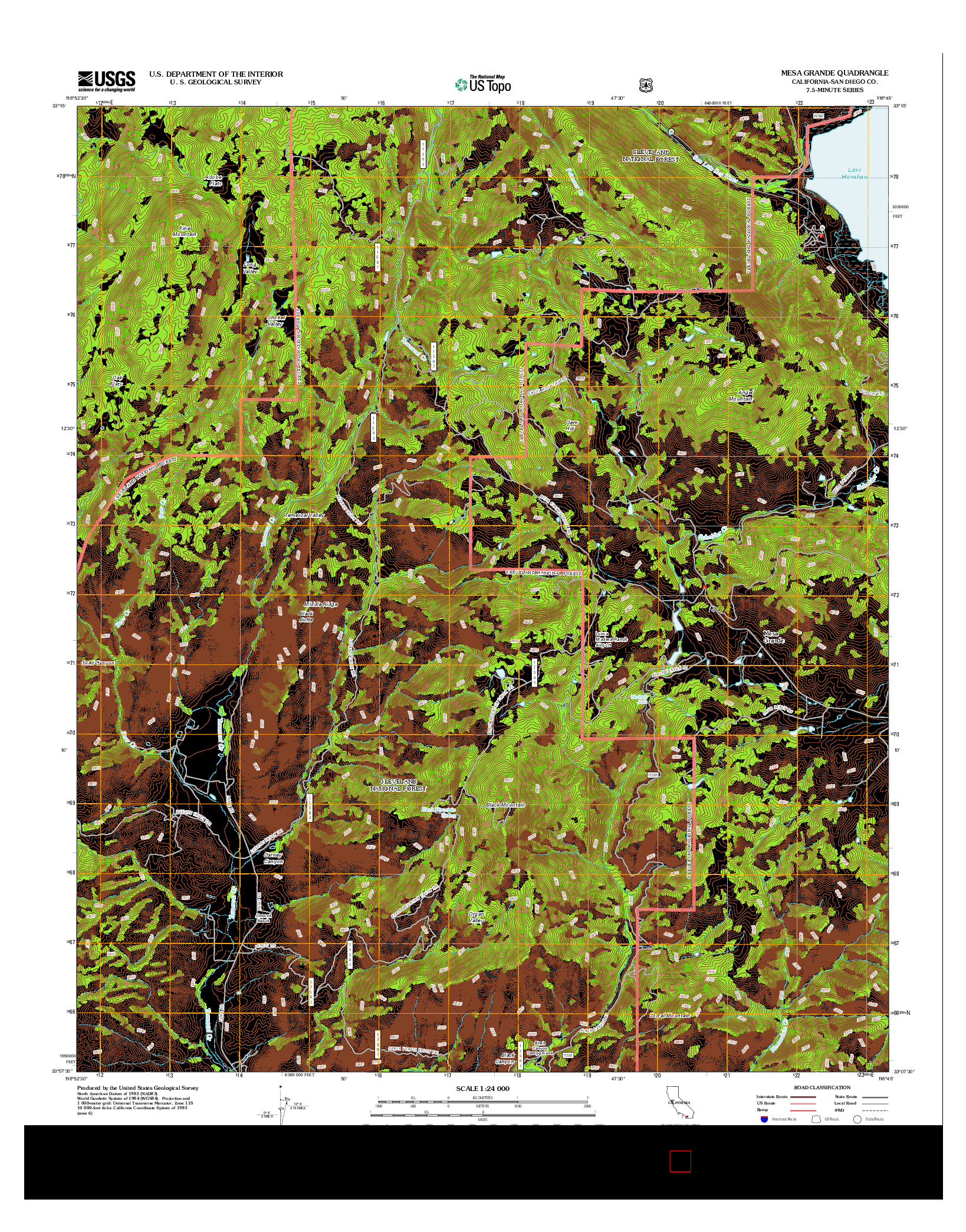 USGS US TOPO 7.5-MINUTE MAP FOR MESA GRANDE, CA 2012
