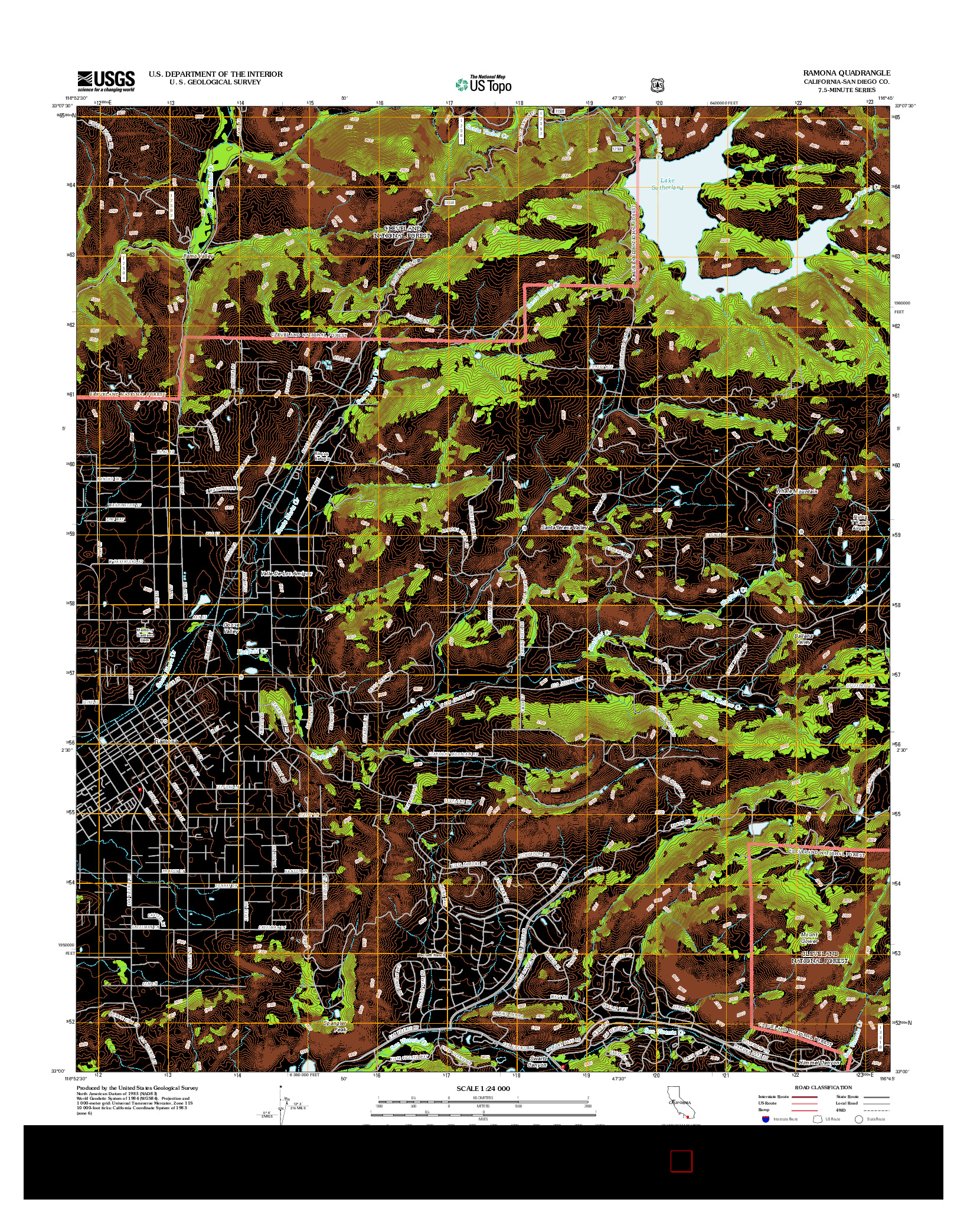 USGS US TOPO 7.5-MINUTE MAP FOR RAMONA, CA 2012