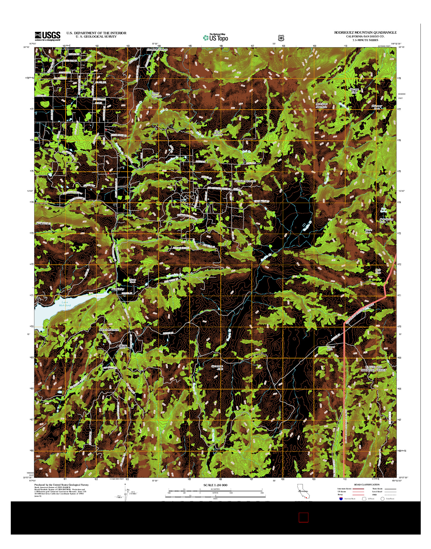 USGS US TOPO 7.5-MINUTE MAP FOR RODRIGUEZ MOUNTAIN, CA 2012