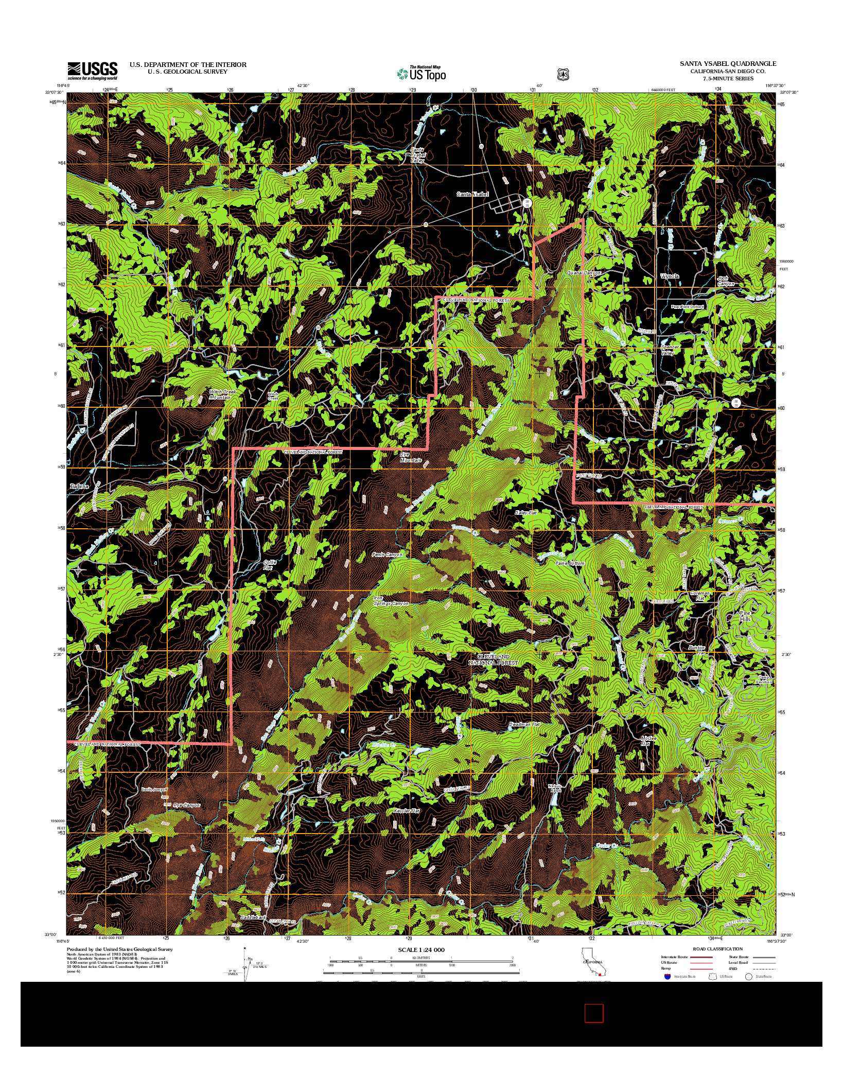 USGS US TOPO 7.5-MINUTE MAP FOR SANTA YSABEL, CA 2012