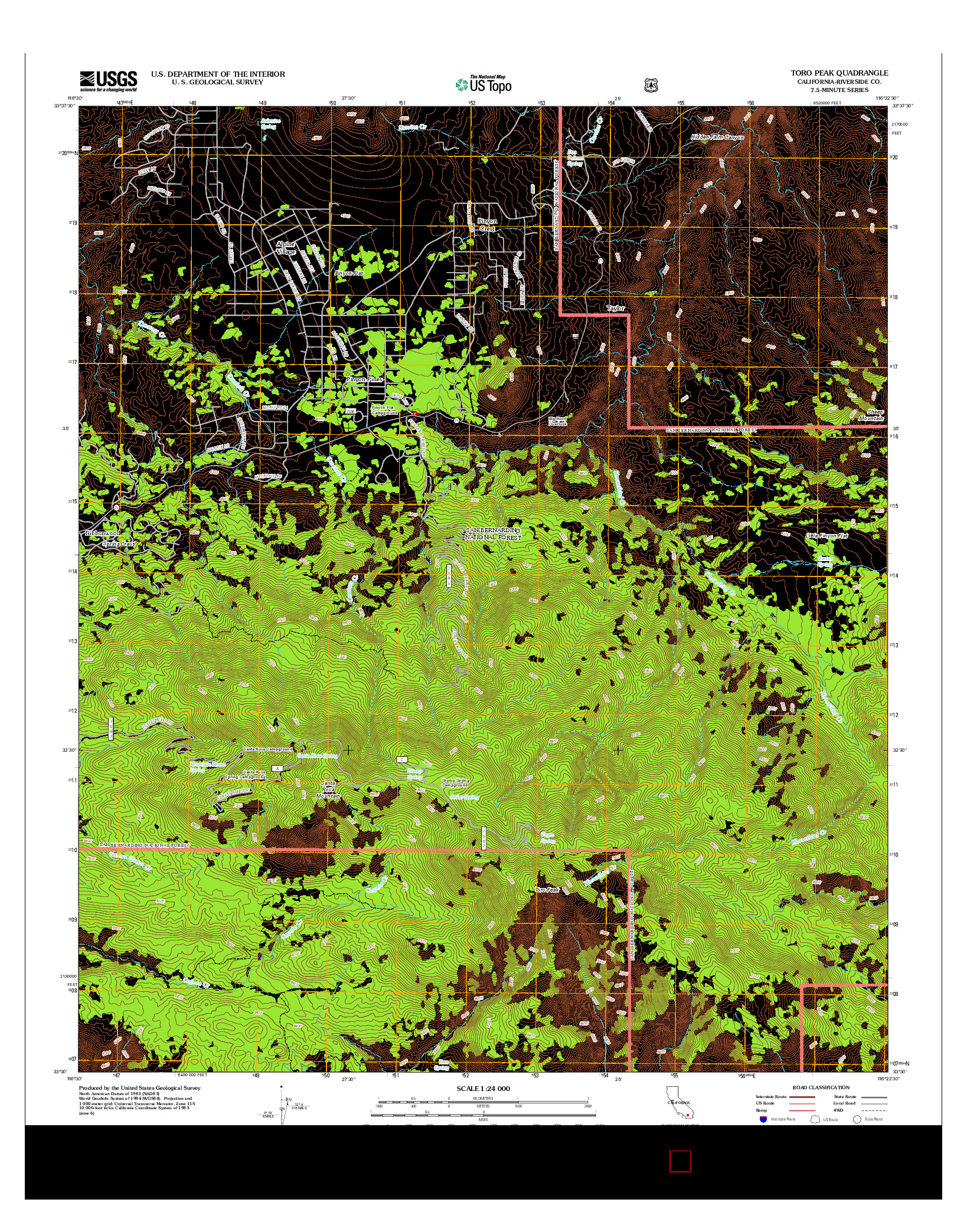 USGS US TOPO 7.5-MINUTE MAP FOR TORO PEAK, CA 2012