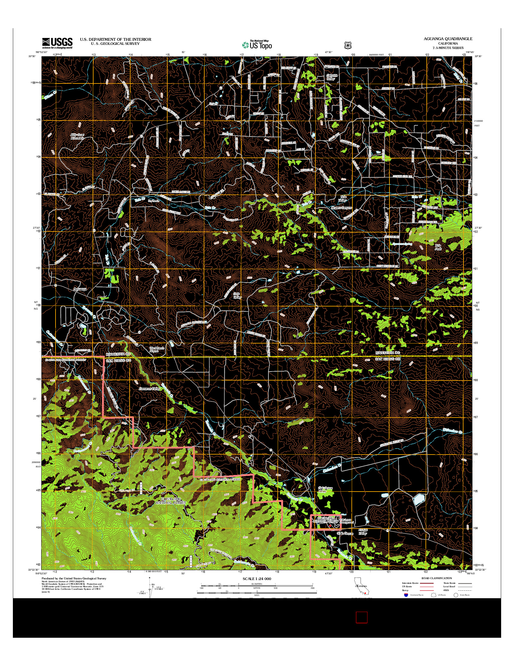 USGS US TOPO 7.5-MINUTE MAP FOR AGUANGA, CA 2012