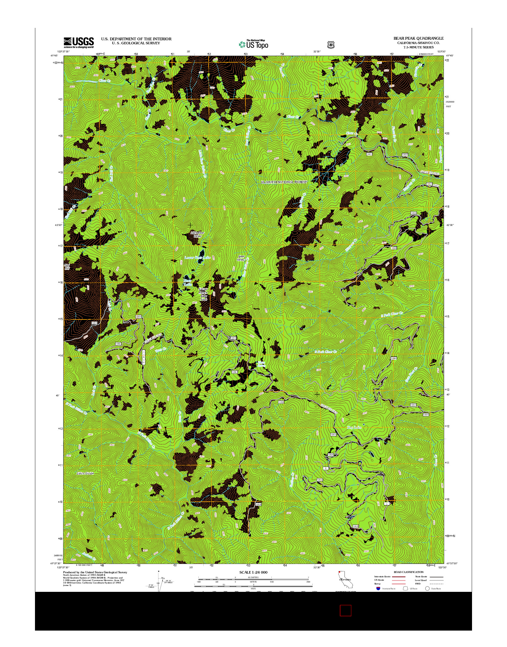 USGS US TOPO 7.5-MINUTE MAP FOR BEAR PEAK, CA 2012