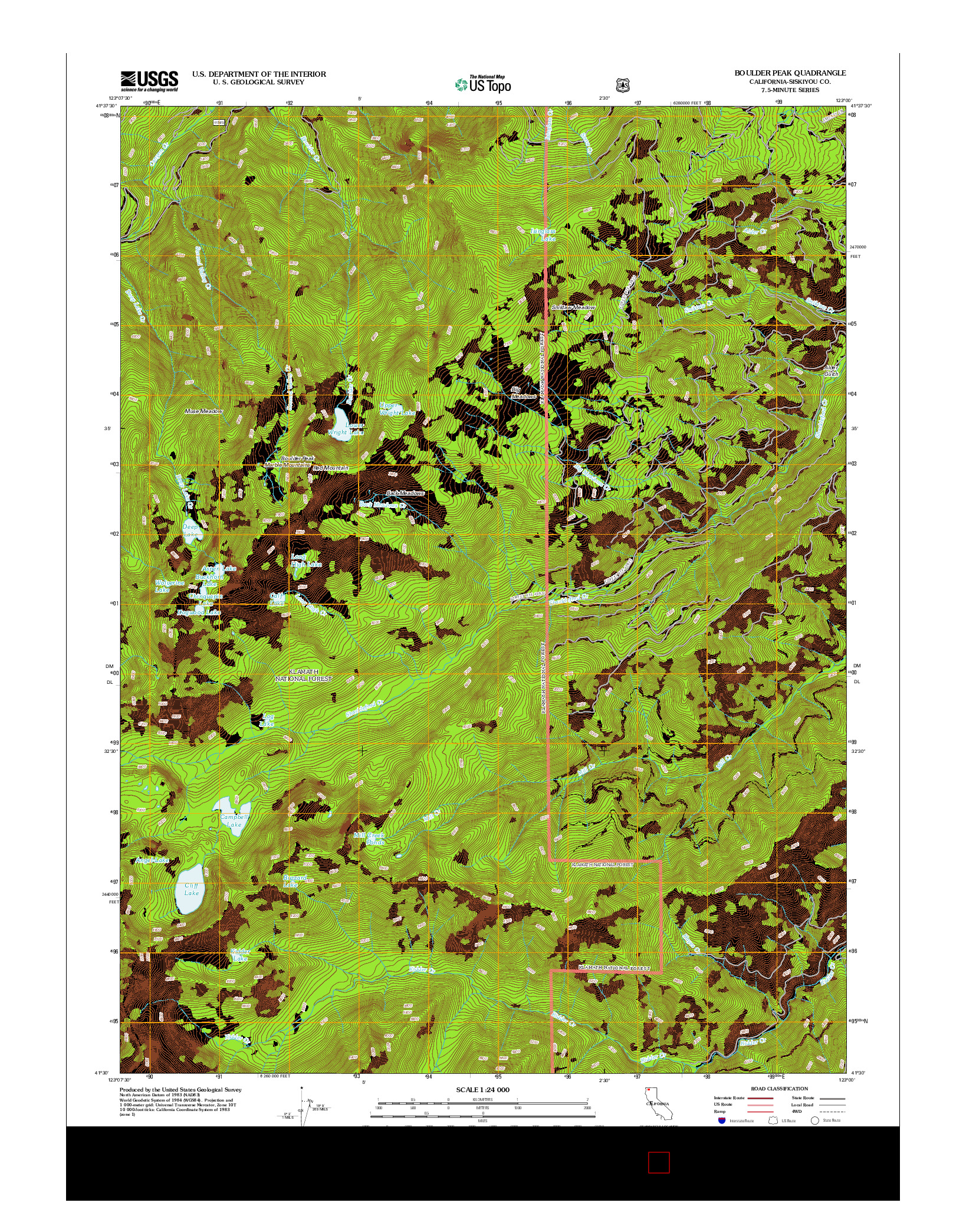 USGS US TOPO 7.5-MINUTE MAP FOR BOULDER PEAK, CA 2012