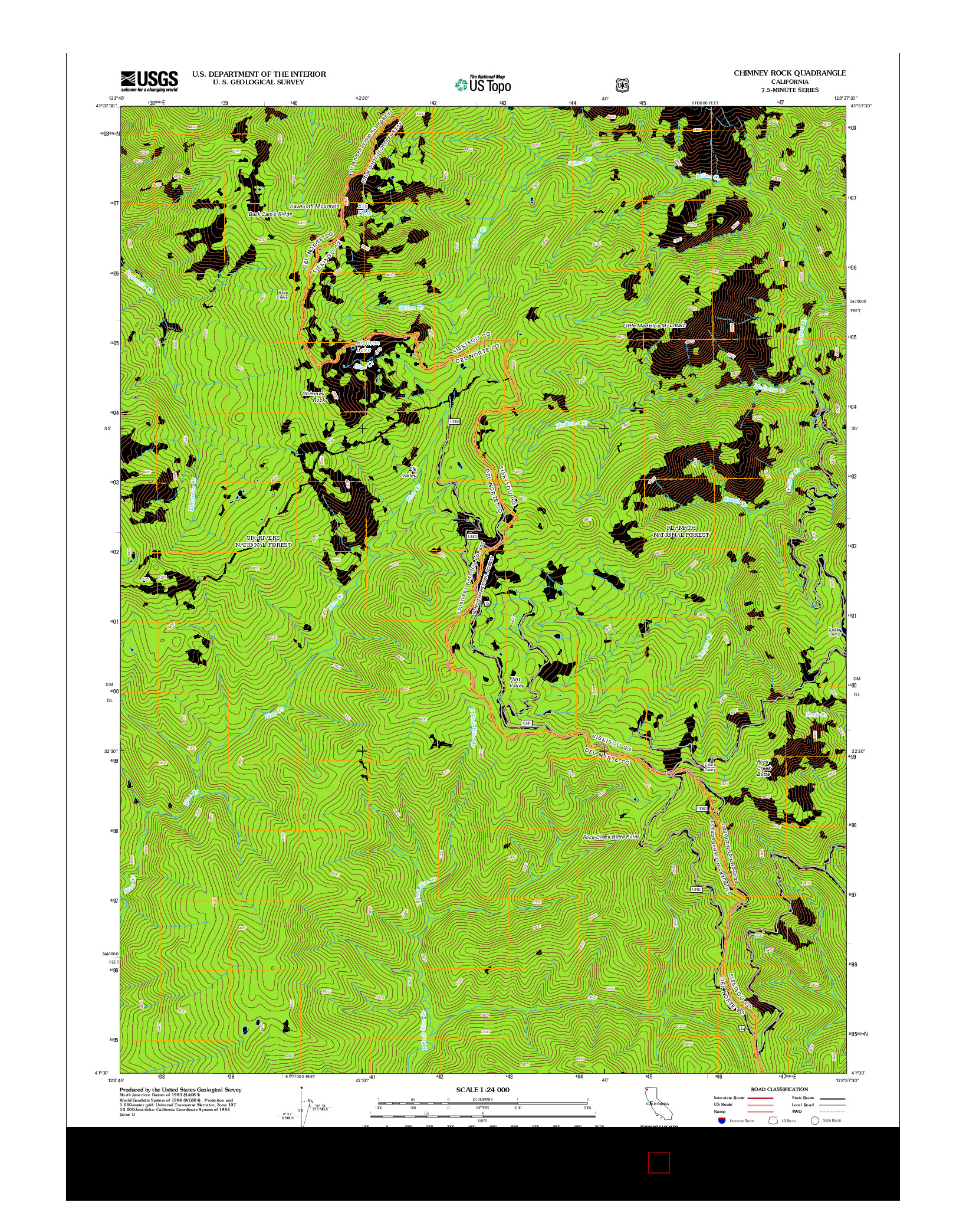 USGS US TOPO 7.5-MINUTE MAP FOR CHIMNEY ROCK, CA 2012