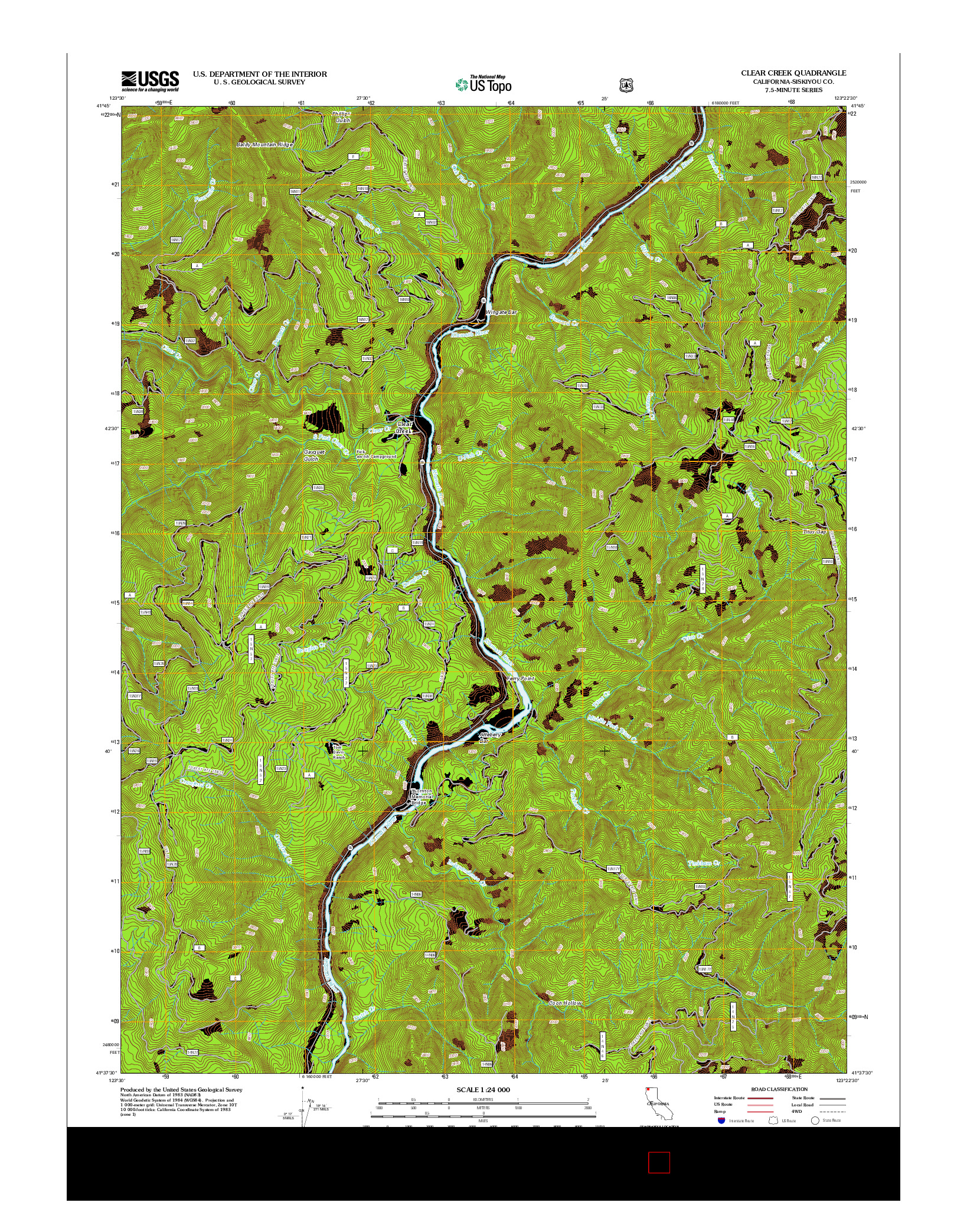 USGS US TOPO 7.5-MINUTE MAP FOR CLEAR CREEK, CA 2012