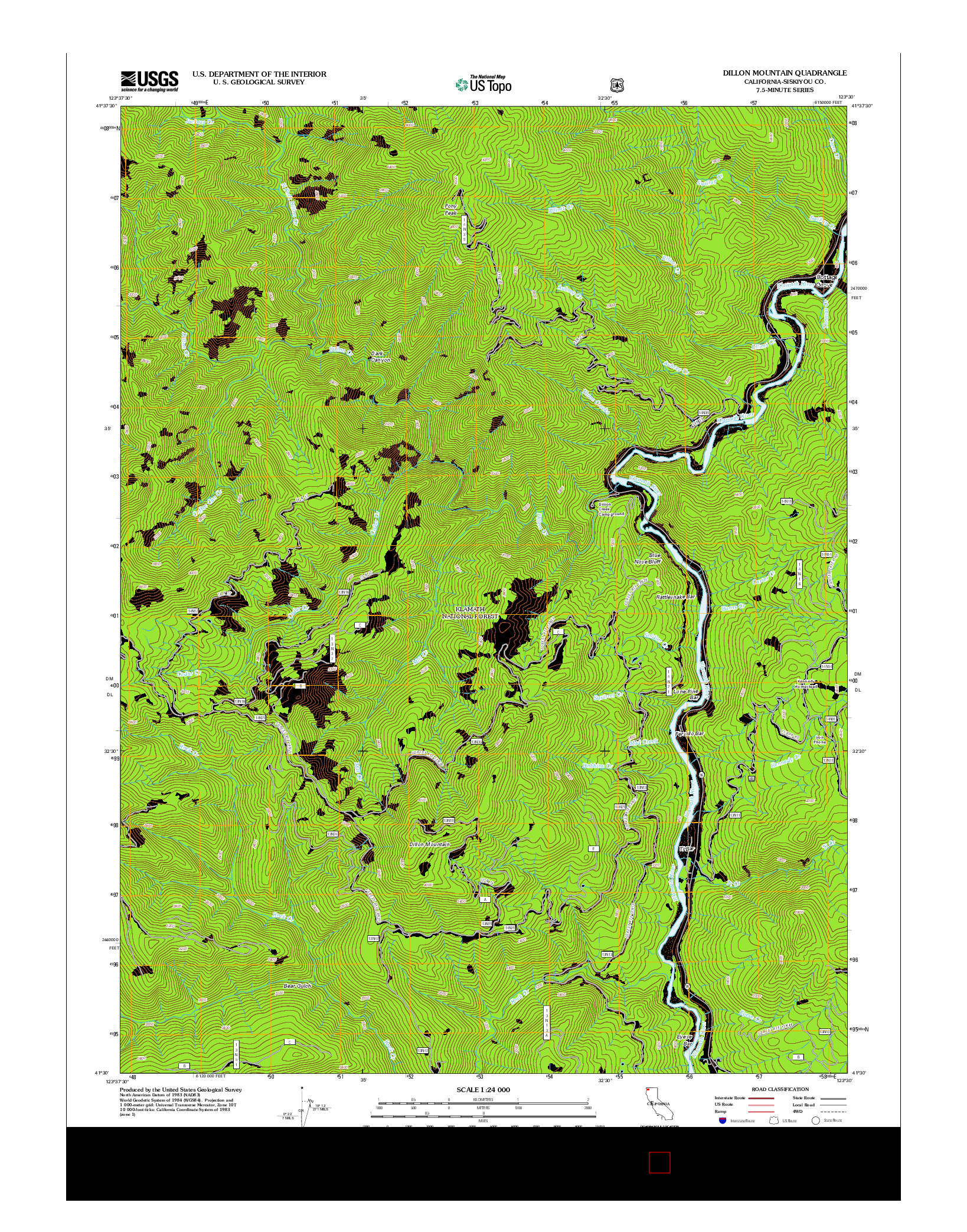 USGS US TOPO 7.5-MINUTE MAP FOR DILLON MOUNTAIN, CA 2012