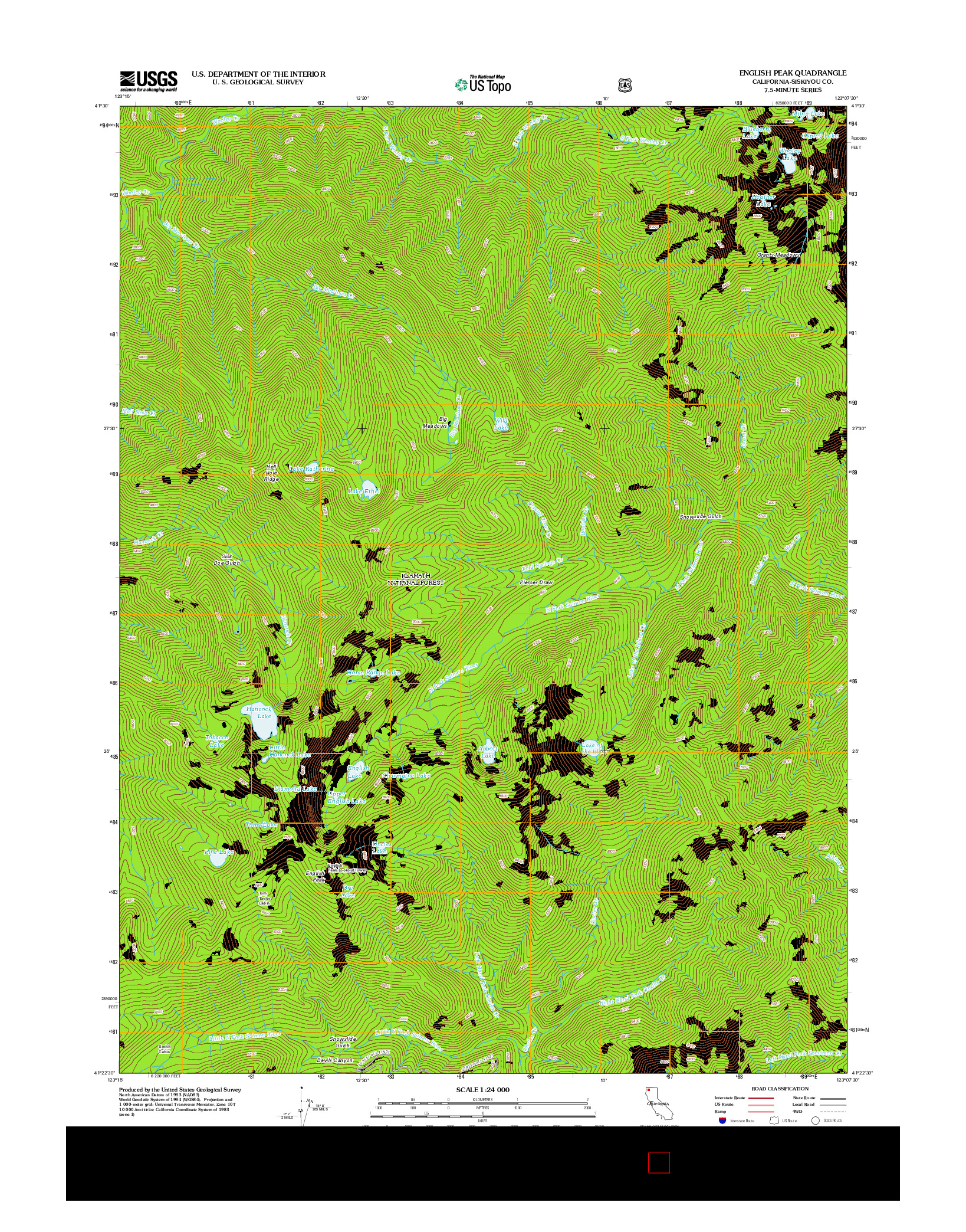 USGS US TOPO 7.5-MINUTE MAP FOR ENGLISH PEAK, CA 2012