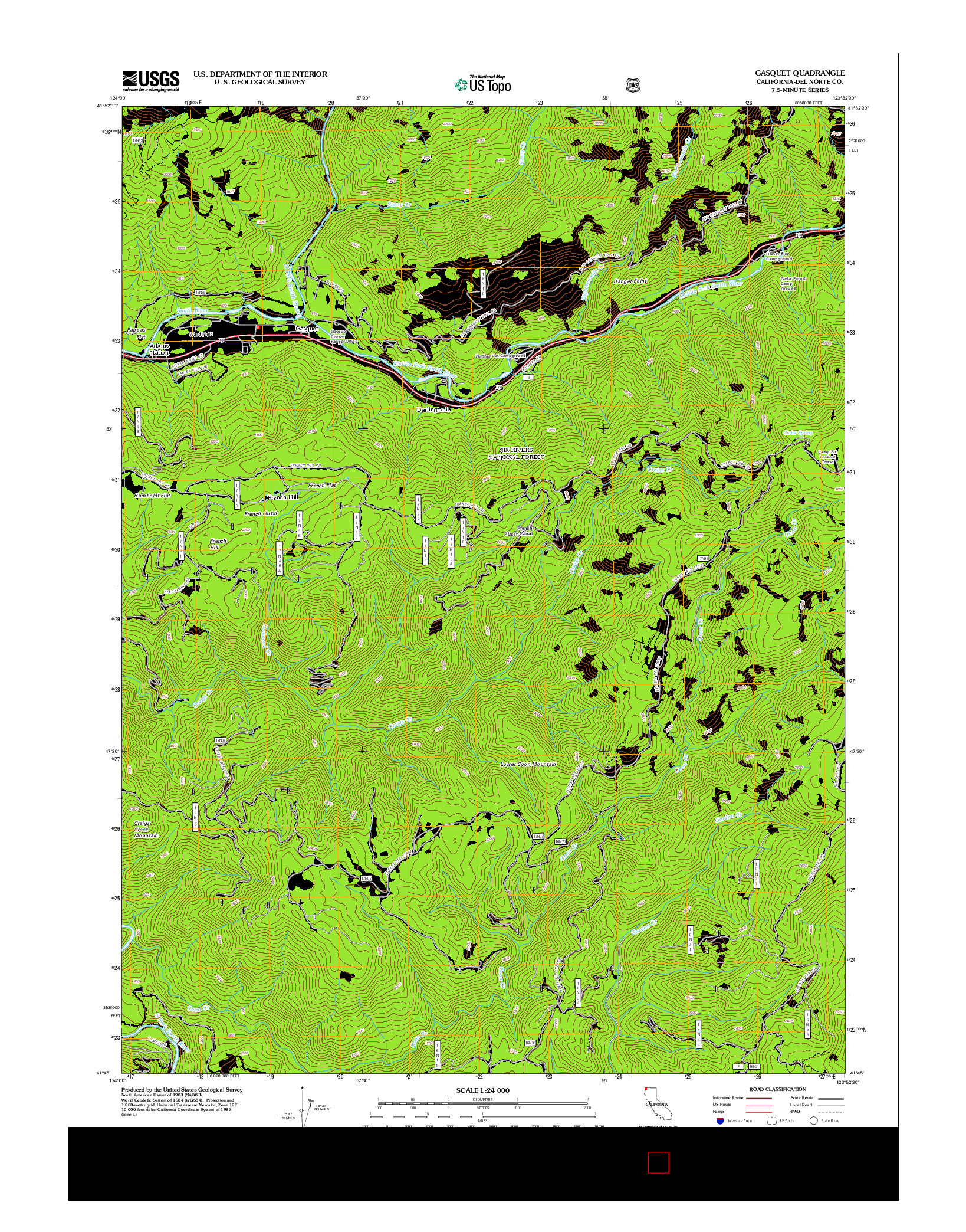 USGS US TOPO 7.5-MINUTE MAP FOR GASQUET, CA 2012