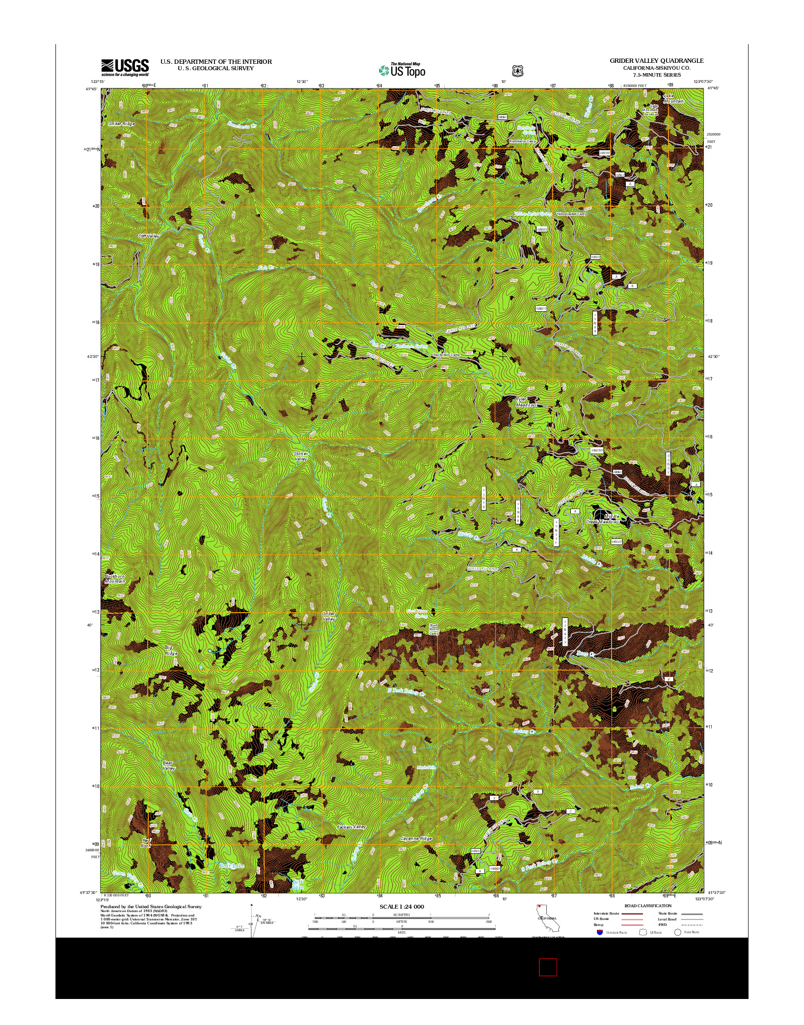 USGS US TOPO 7.5-MINUTE MAP FOR GRIDER VALLEY, CA 2012