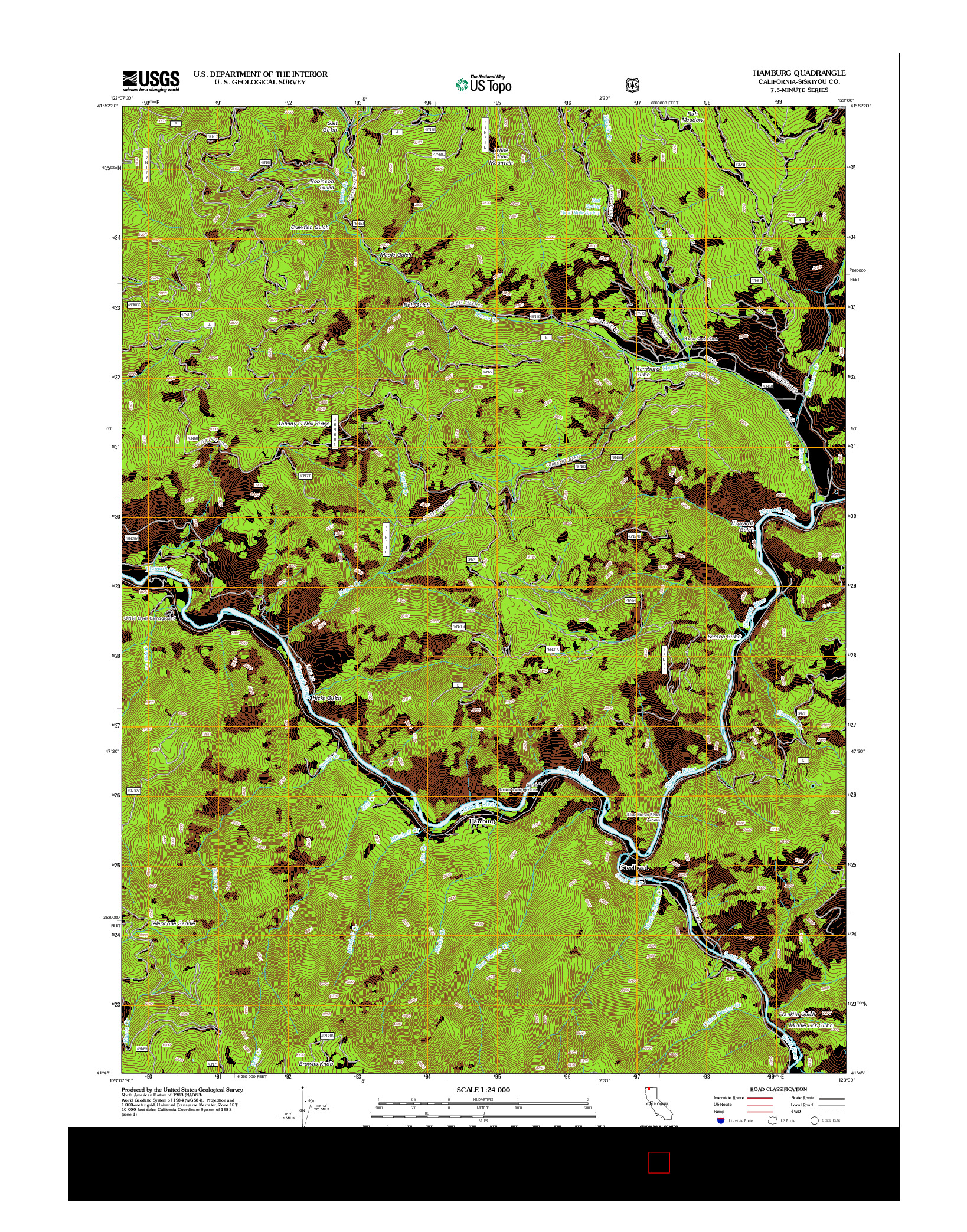 USGS US TOPO 7.5-MINUTE MAP FOR HAMBURG, CA 2012