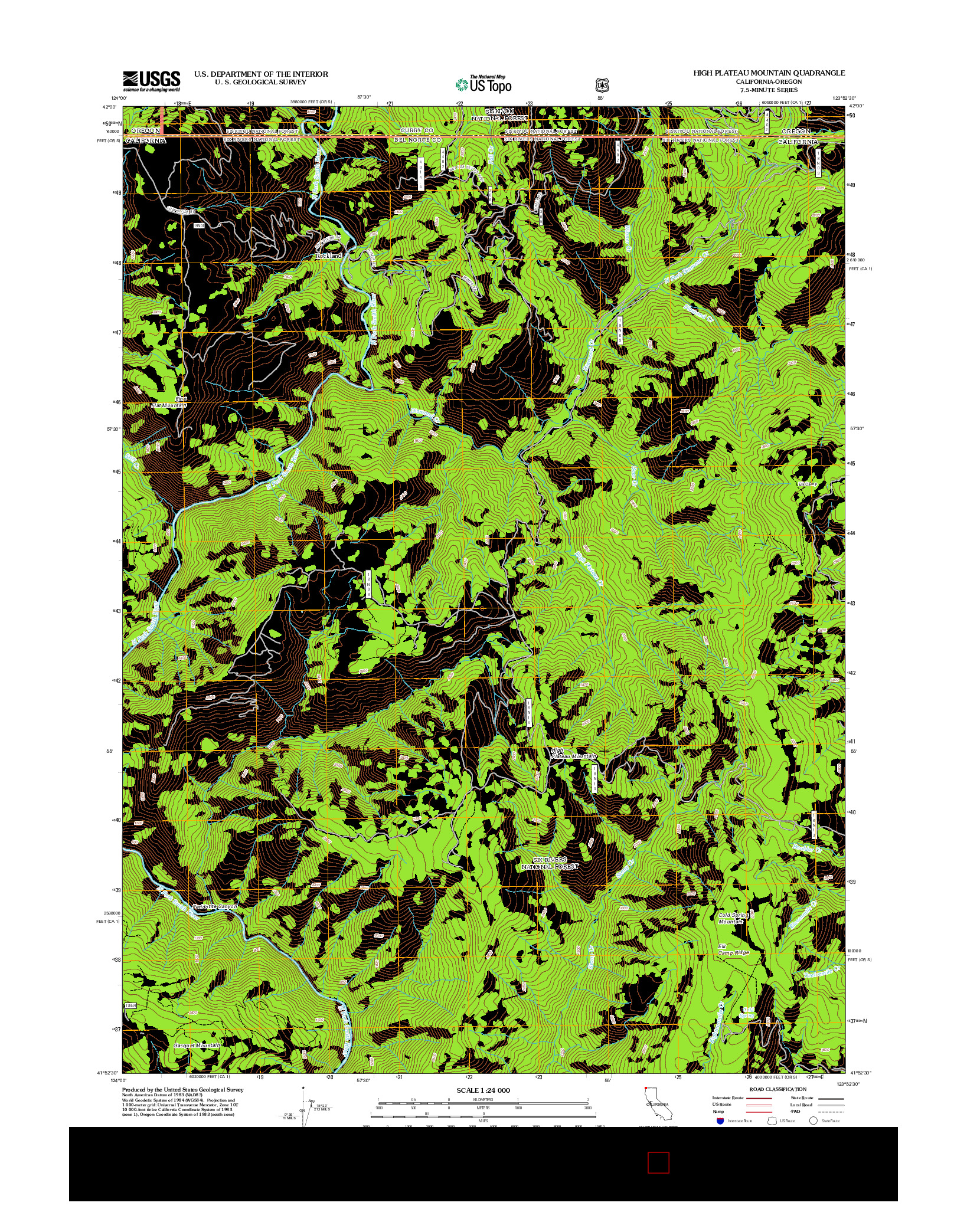 USGS US TOPO 7.5-MINUTE MAP FOR HIGH PLATEAU MOUNTAIN, CA-OR 2012