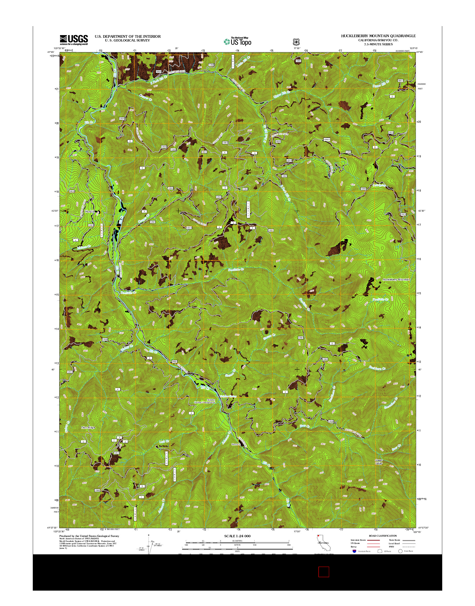 USGS US TOPO 7.5-MINUTE MAP FOR HUCKLEBERRY MOUNTAIN, CA 2012