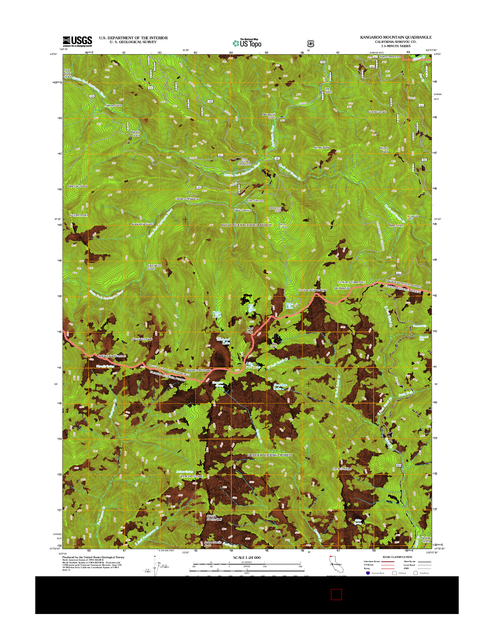 USGS US TOPO 7.5-MINUTE MAP FOR KANGAROO MOUNTAIN, CA 2012